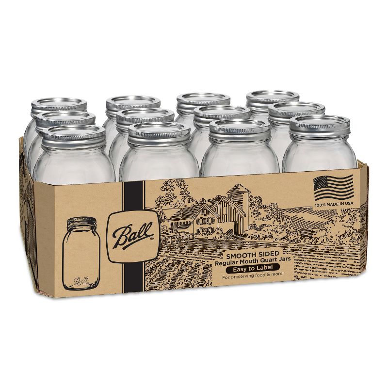 Grant Howard 51091 102 Ounce Classic Wide Mouthed Embossed Glass Mason Storage Jar Storage Container with Airtight Screw On Closing Lid