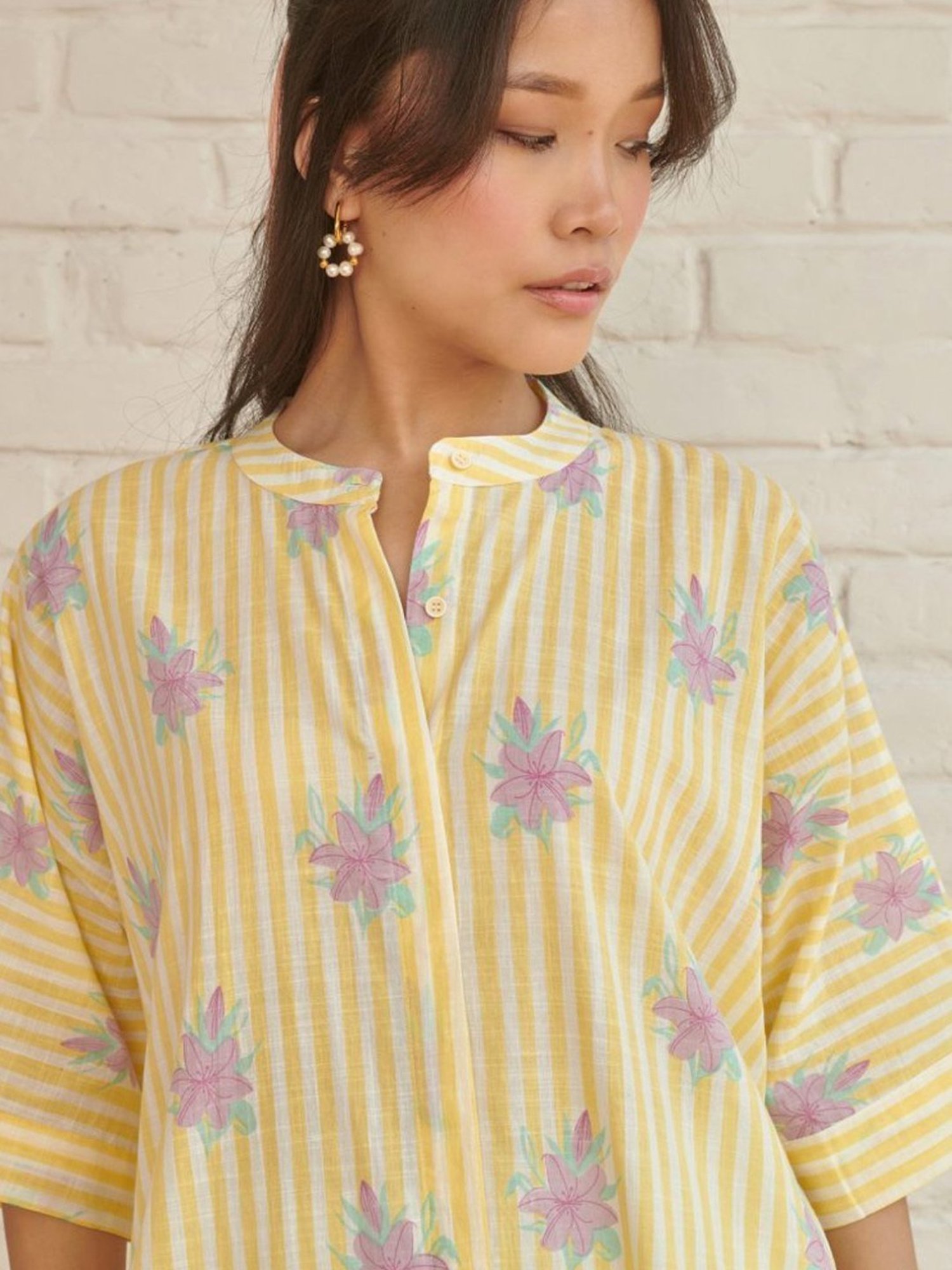 Prakriti Jaipur Yellow Voila Kaftan Kurta