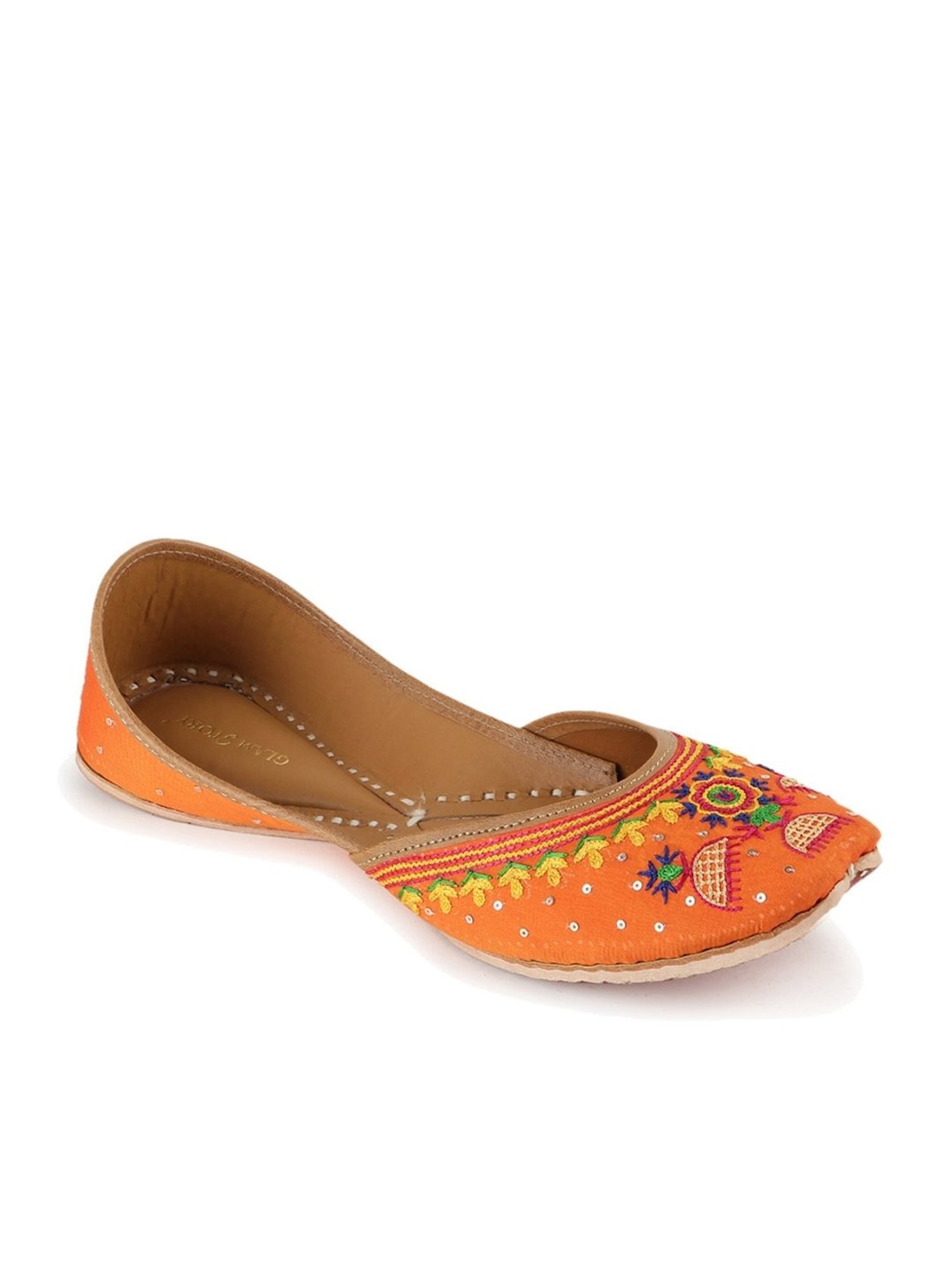 Glam Story Women's Orange Ethnic Juttis