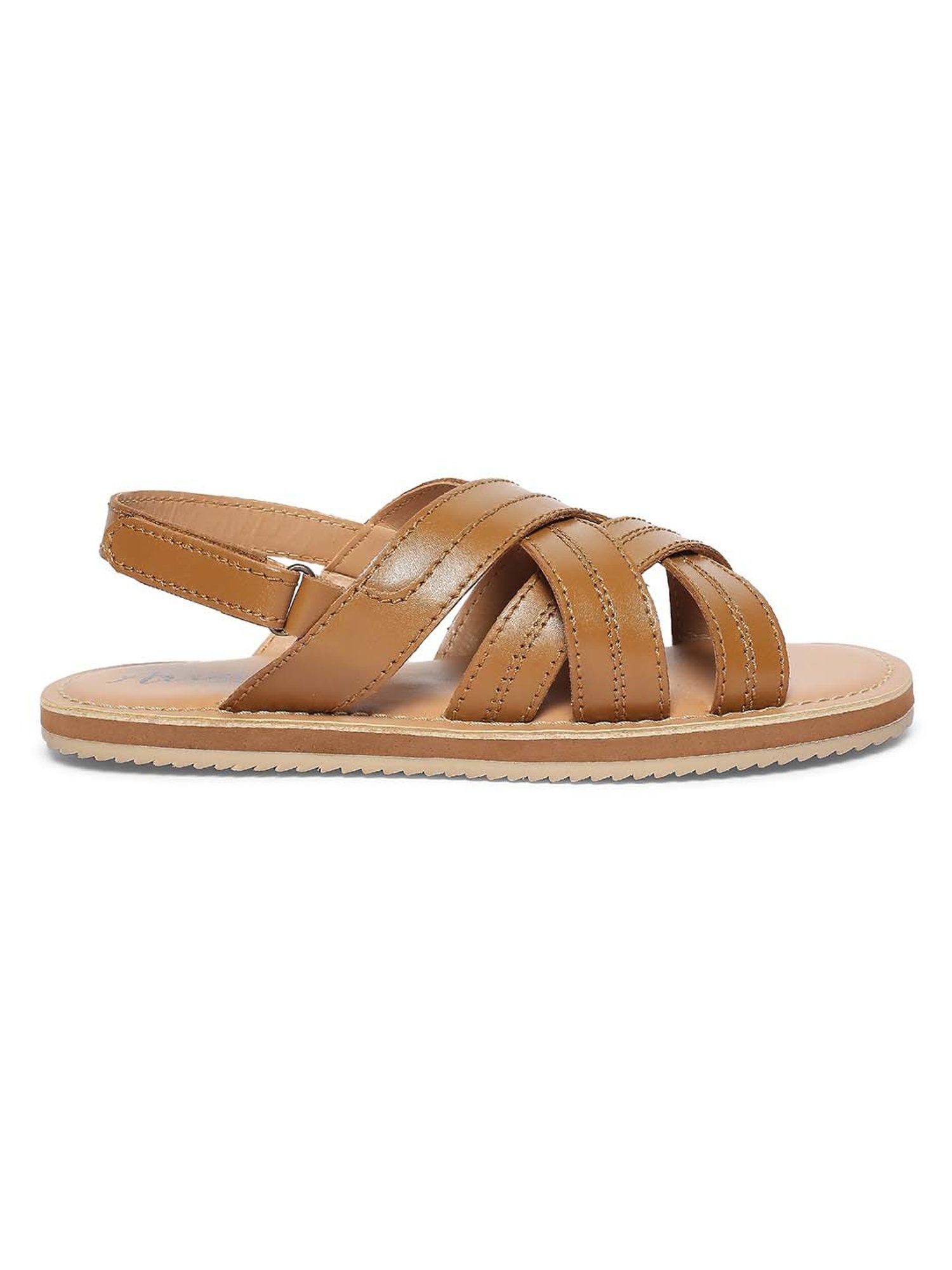 Aria Nica Kids Criss Cross Brown Cross Strap Sandals