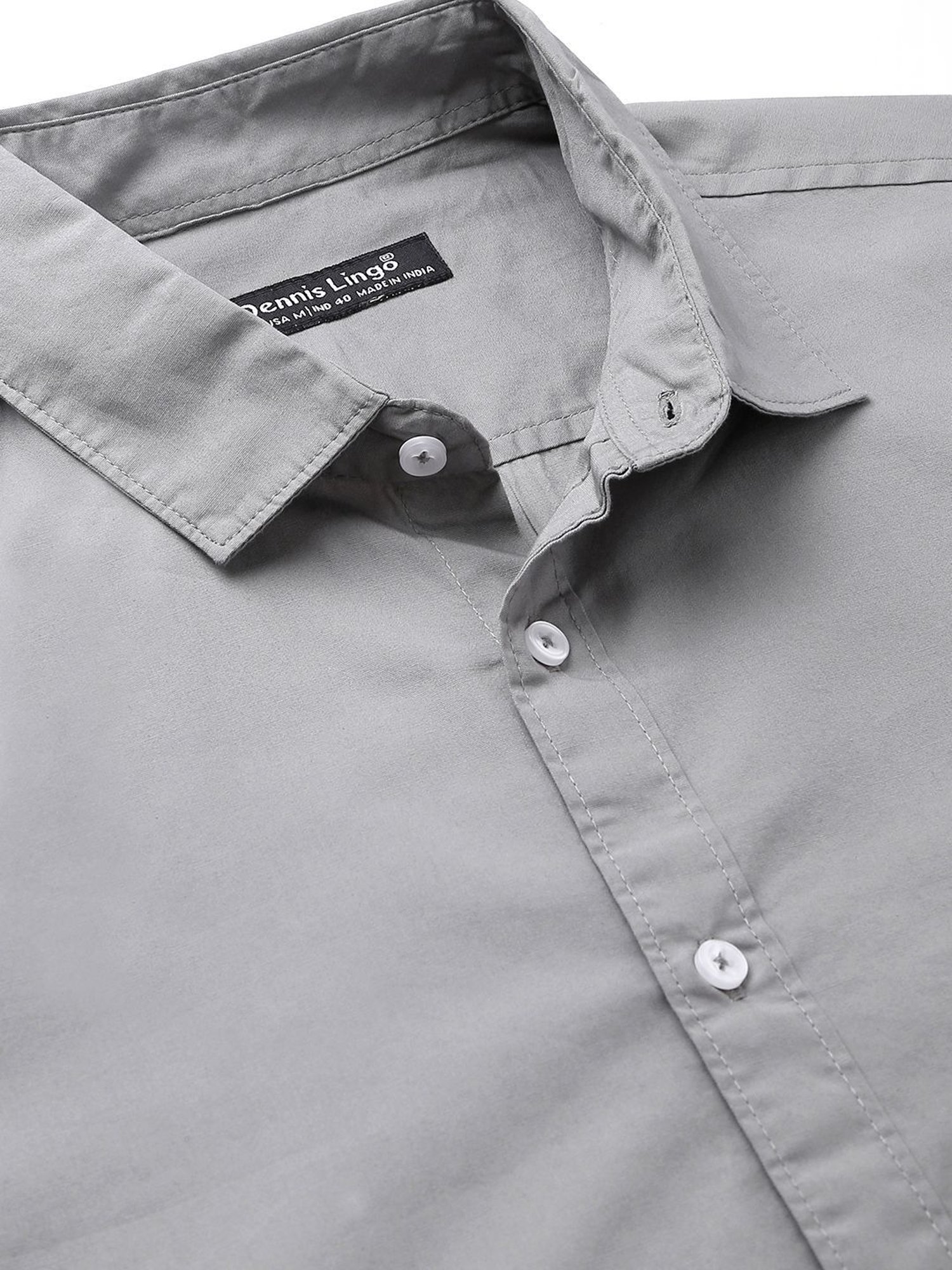 Dennis Lingo Grey Cotton Slim Fit Shirt