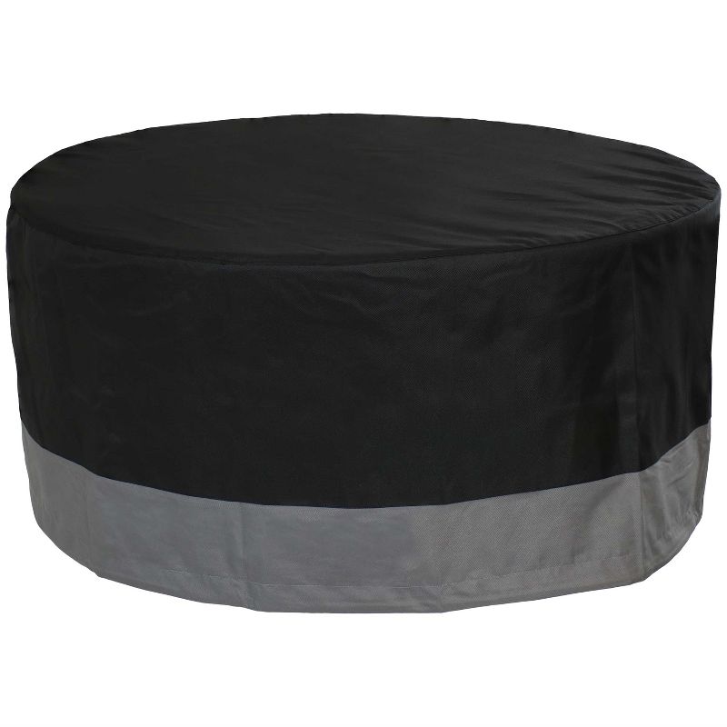 Sunnydaze Outdoor Heavy-Duty Weather-Resistant 300D Polyester Round 2-Tone Fire Pit Cover - 40" x 18" - Gray and Black