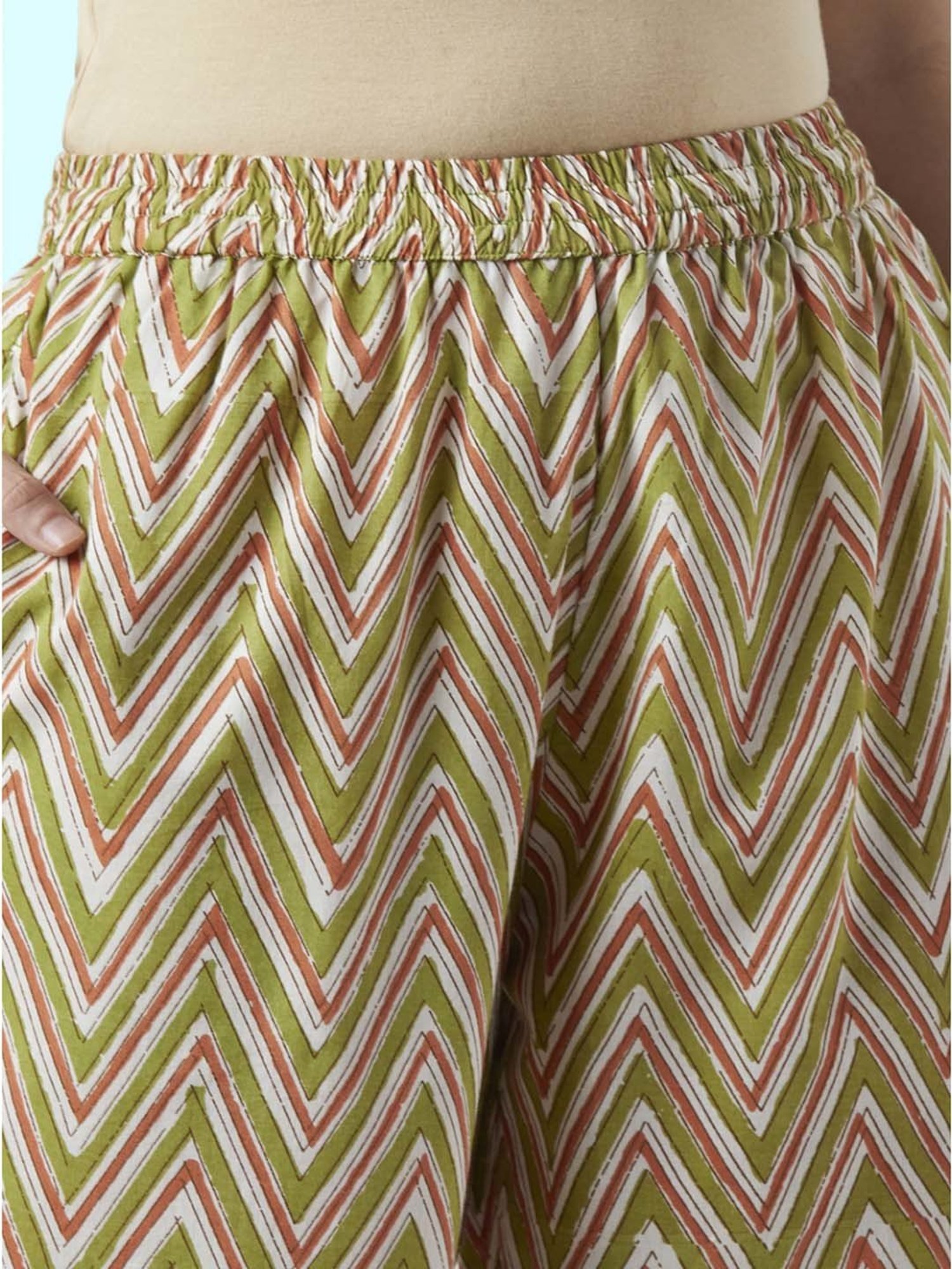 Rangmanch by Pantaloons Green Cotton Floral Print Kurta Palazzo Set