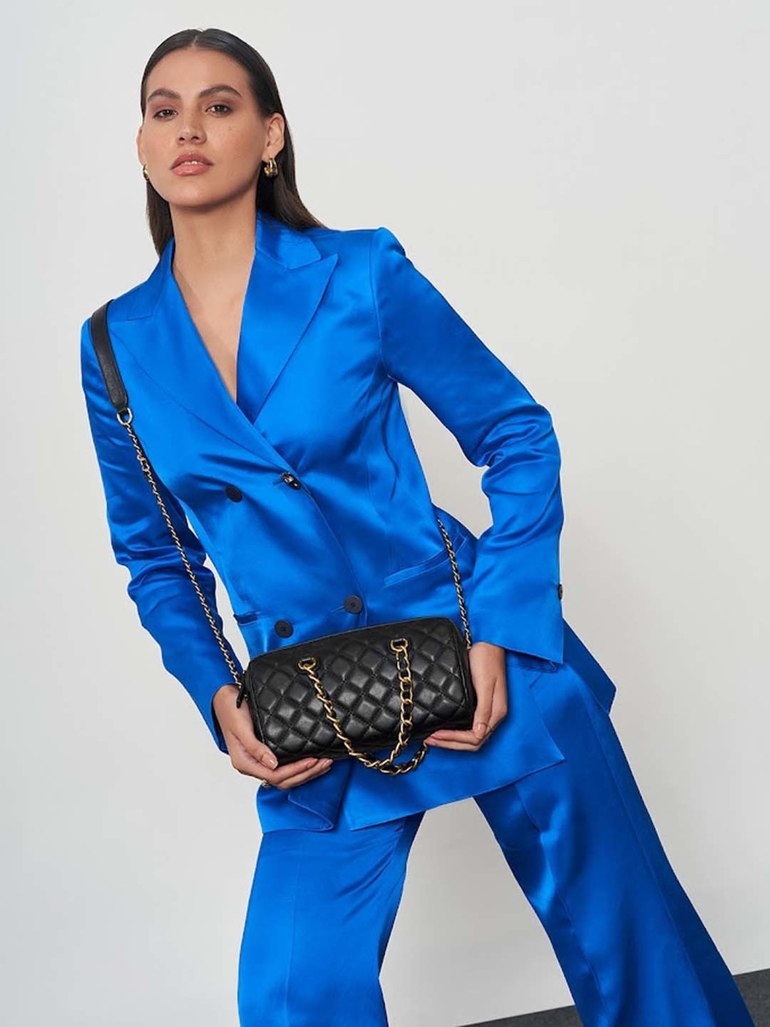 Miraggio Black Quilted Medium Sling Handbag