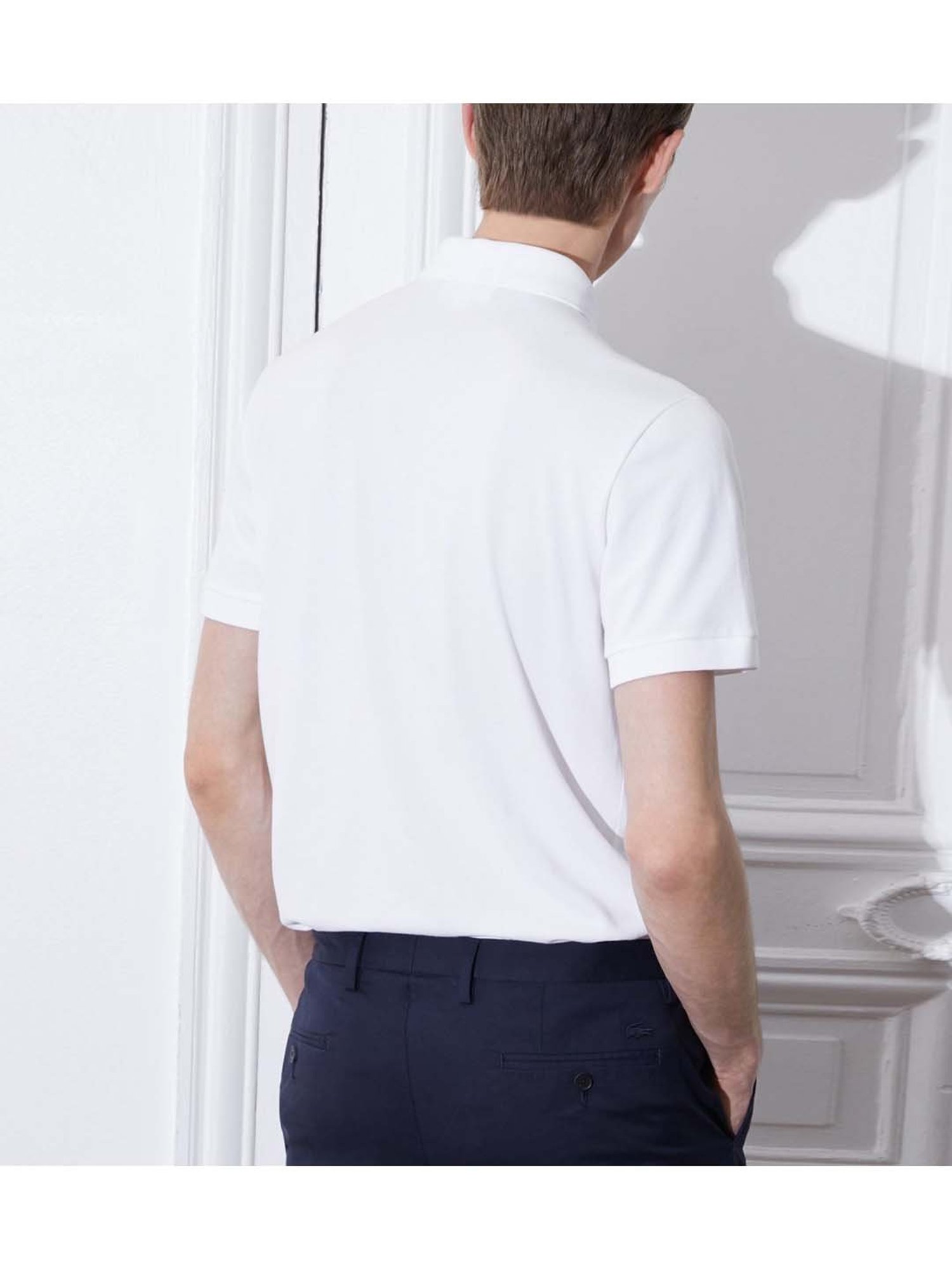 Lacoste White Regular Fit Paris Stretch Cotton Pique Polo T-Shirt