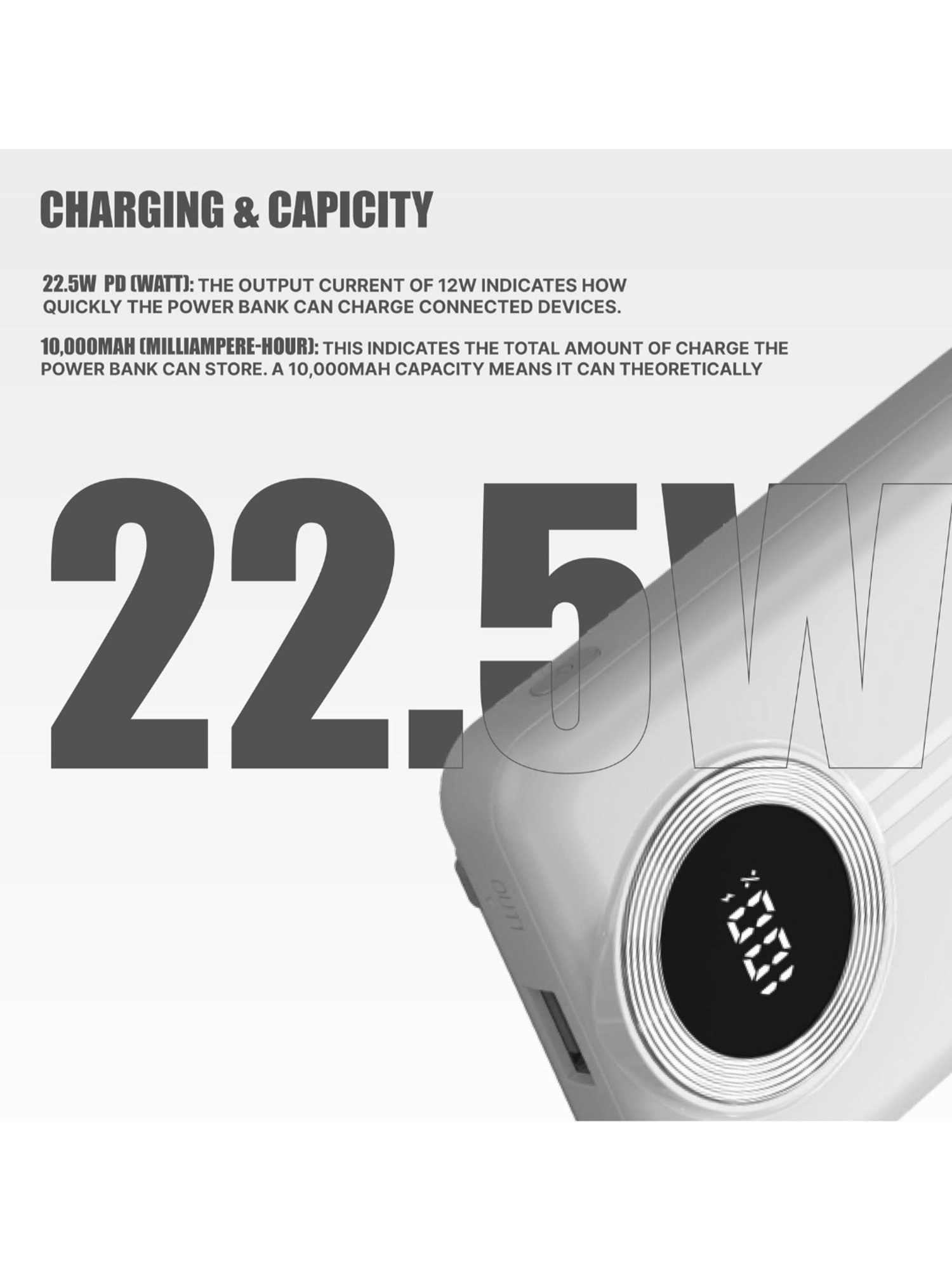 Onelife Power 14, 10000 mAh 22.5W Slim Quick Charge Power Bank (White)