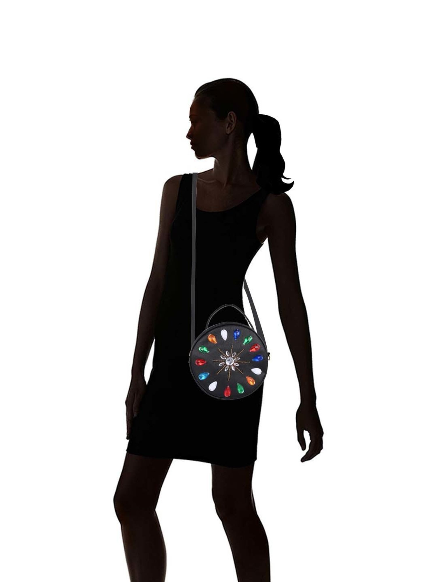 Bagsy Malone Black Embellished Medium Sling Handbag