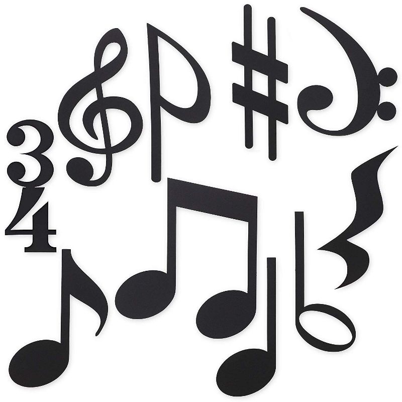 50x Musical Notes Silhouettes for Bulletin Board Decor, Black, approx. 9 inch