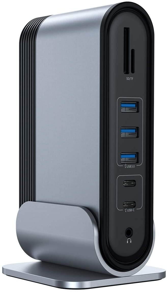 Baseus 4 Monitor Docking Station,16-in-1 Universal USB C Dock Compatibility Triple&Double Display Hub for Windows,Mac,Laptops(2 HDMI & 2DP,3 USB3.0,1000Mbps Ethernet, microSD and SD Card Reader)