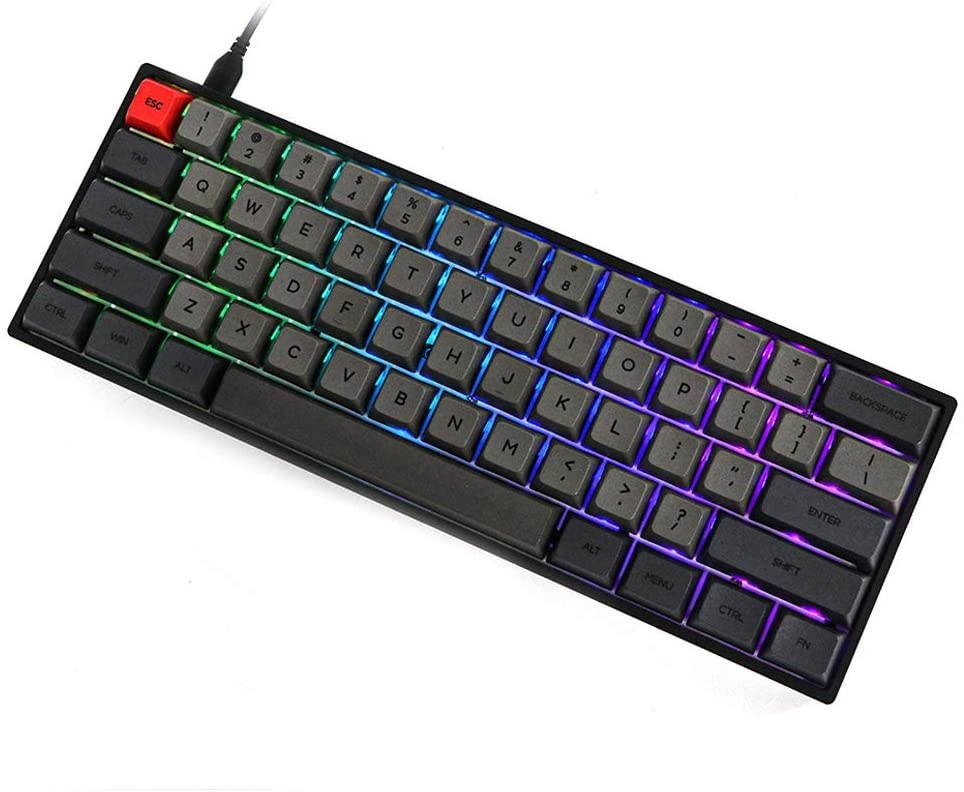 EPOMAKER GK61X 60% RGB Hot Swappable Mechanical Keyboard with Split Spacebar, Type C, Fully Programmable for Gamers (Gateron Blue Switch, Grey Black)