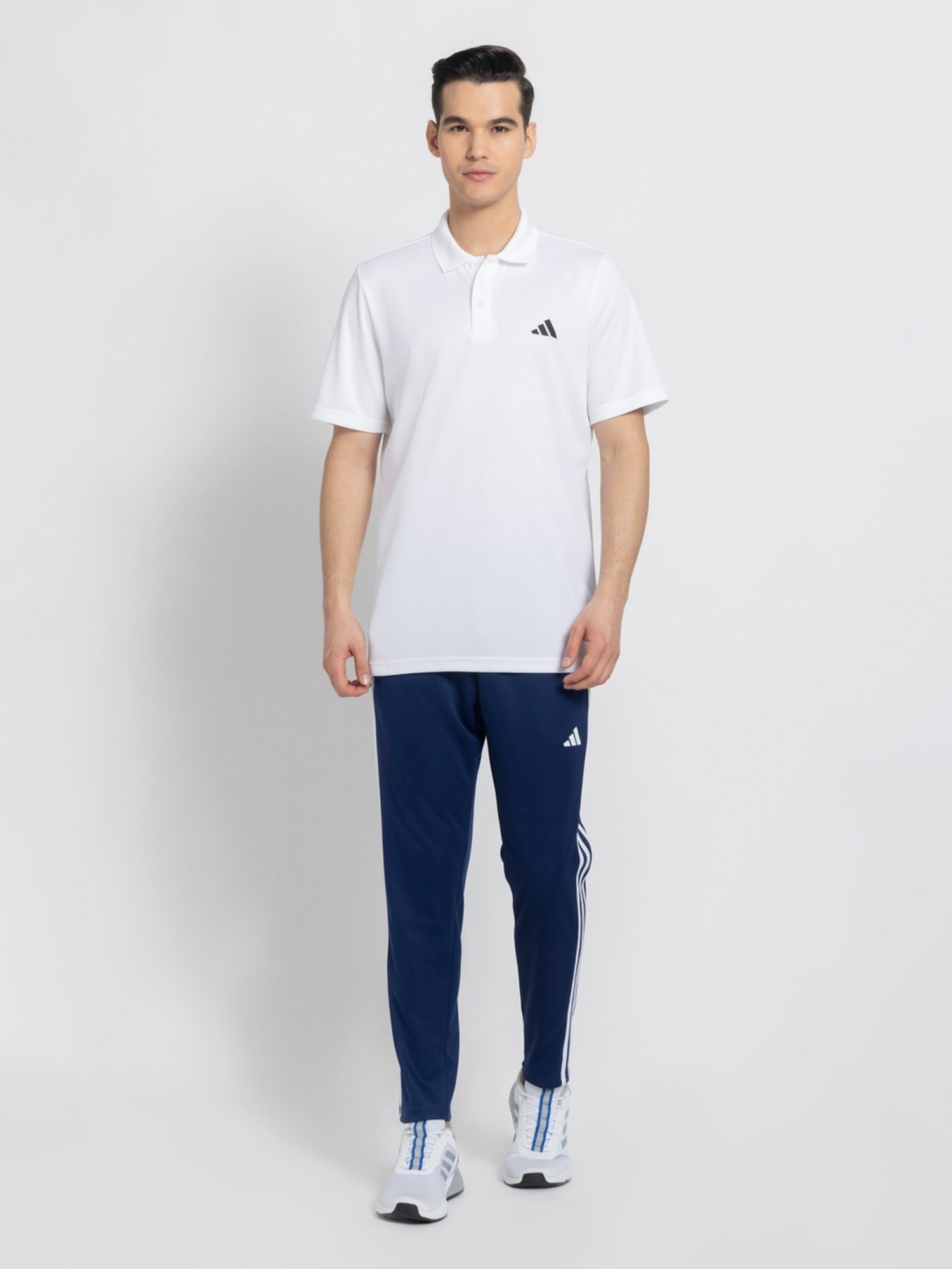 Adidas White Regular Fit Sports Polo