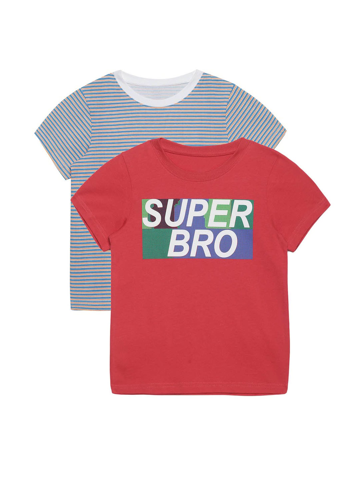 Plum Tree Kids Red & Grey Printed T-Shirt (Pack Of 2)