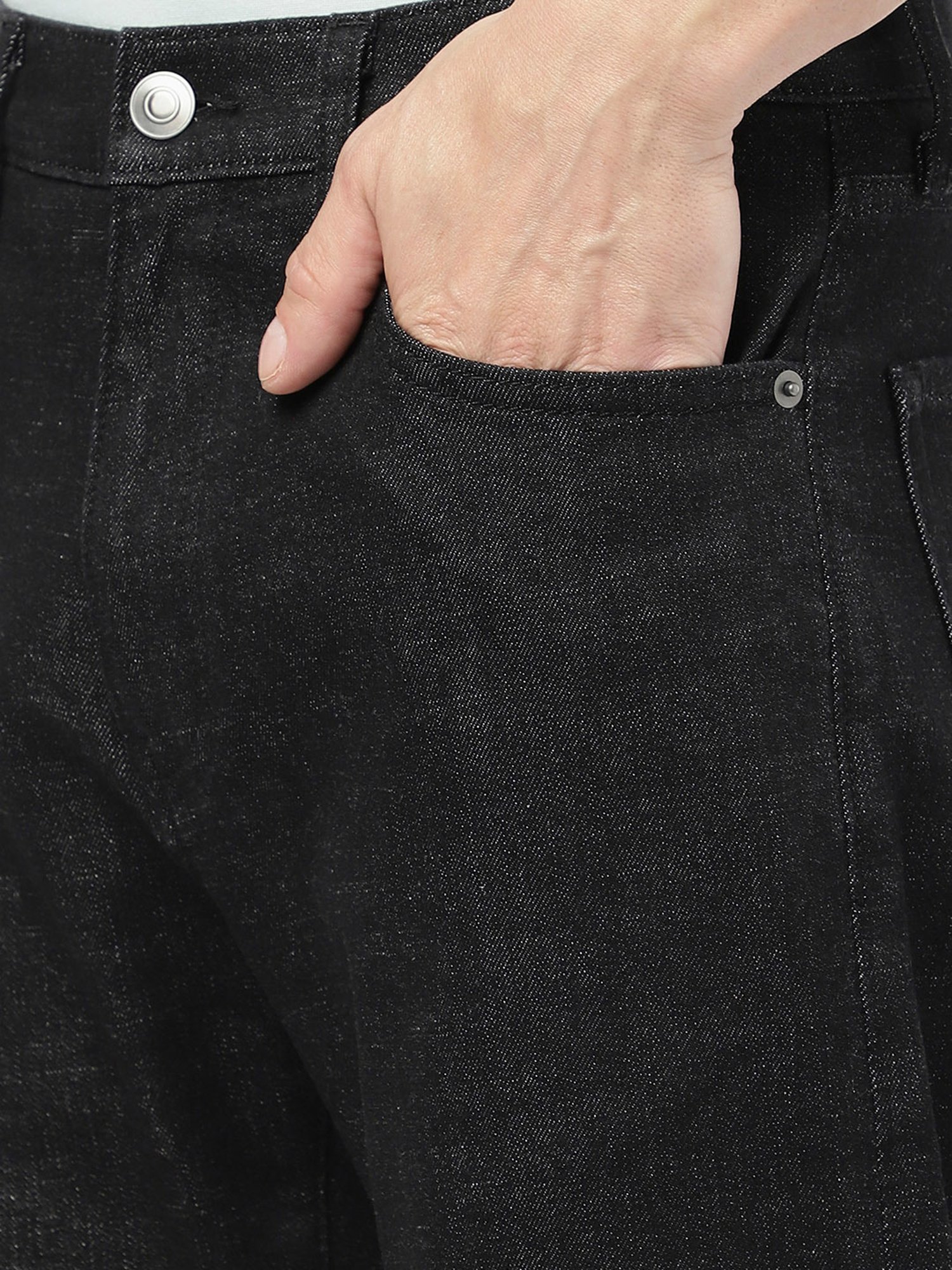 Passion Black Regular Fit Lightly Washed Jeans