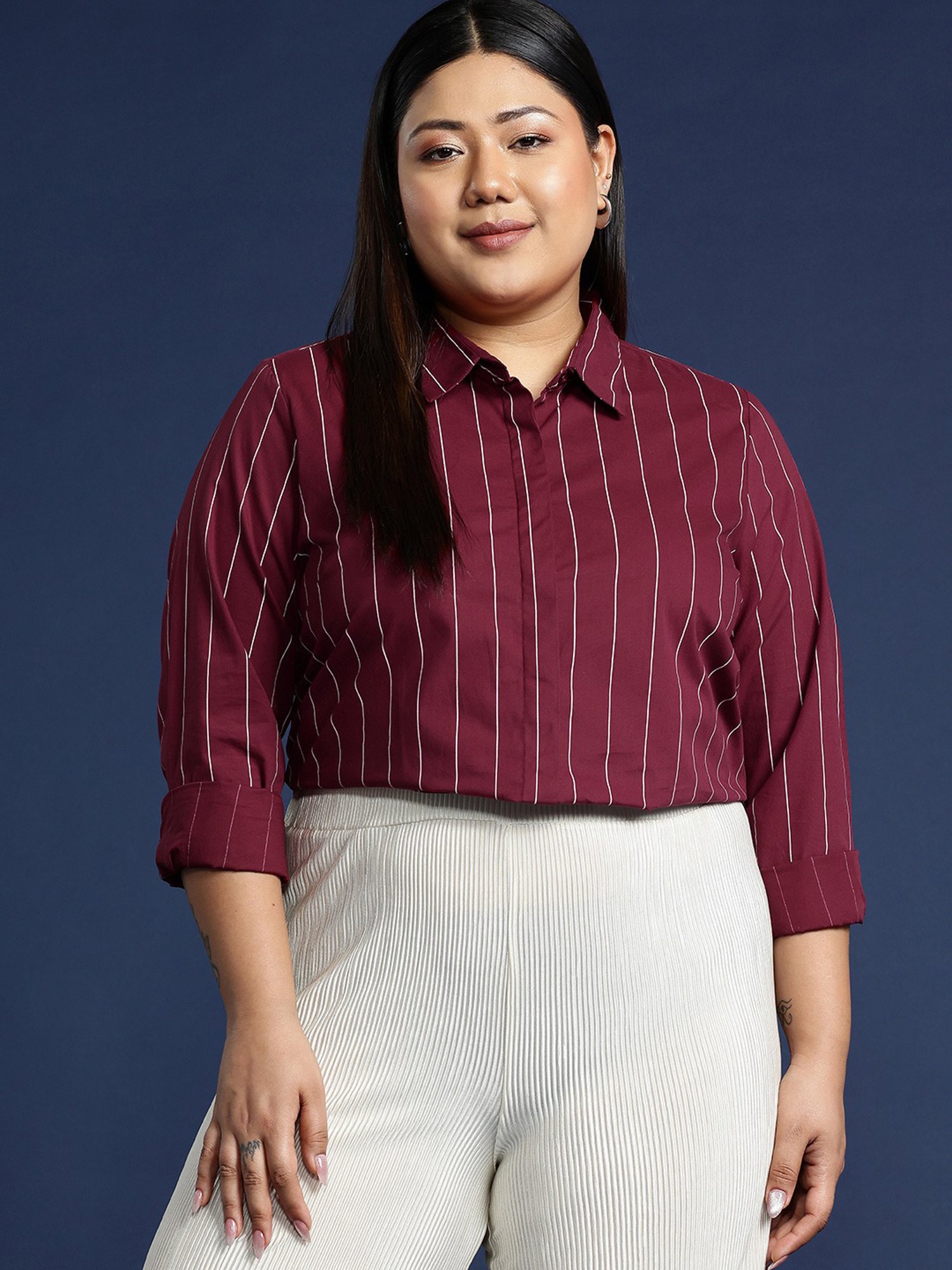 Van Heusen Maroon Plain Formal Shirt