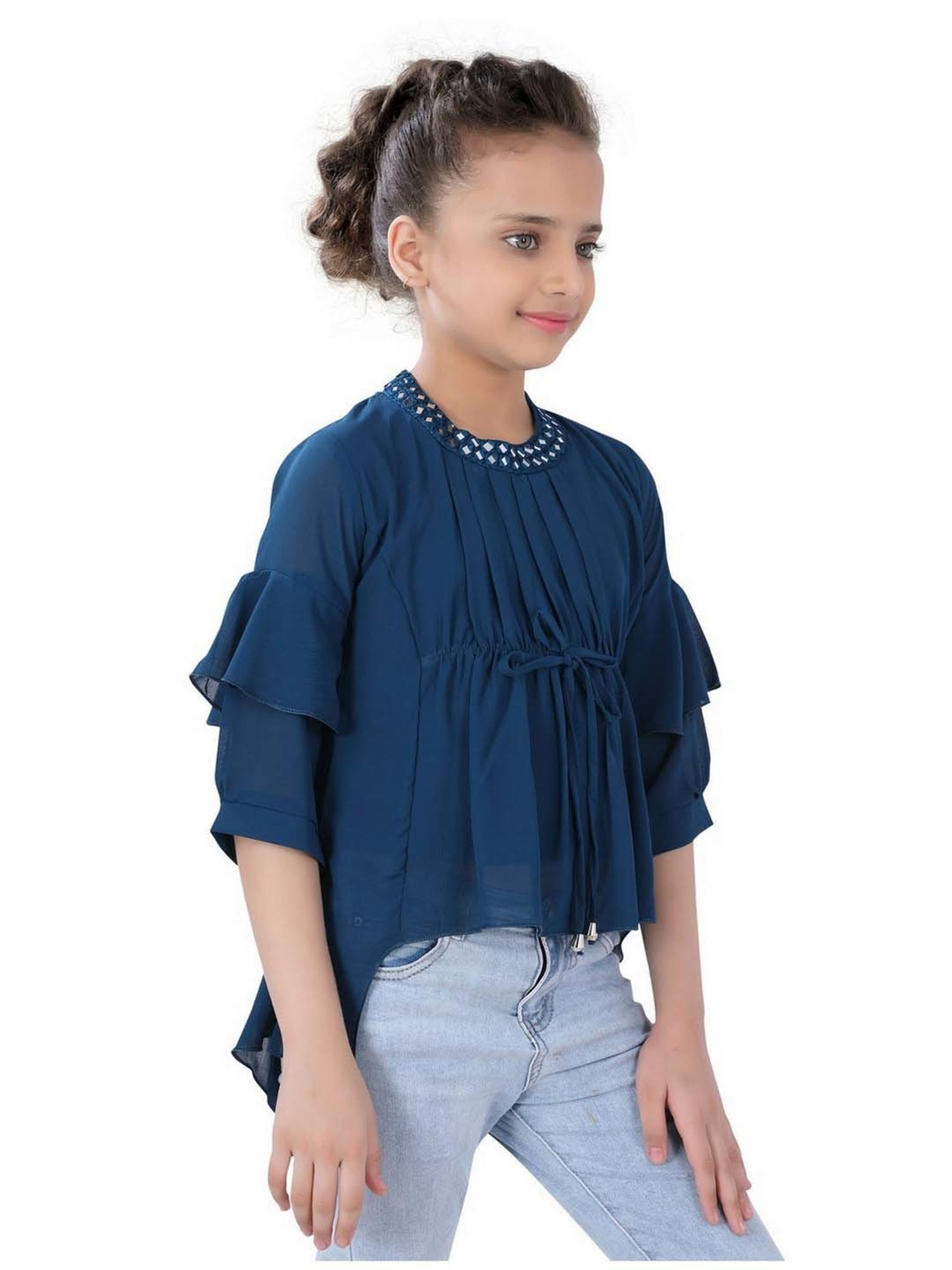 poplins Kids Blue Cotton Regular Fit Top