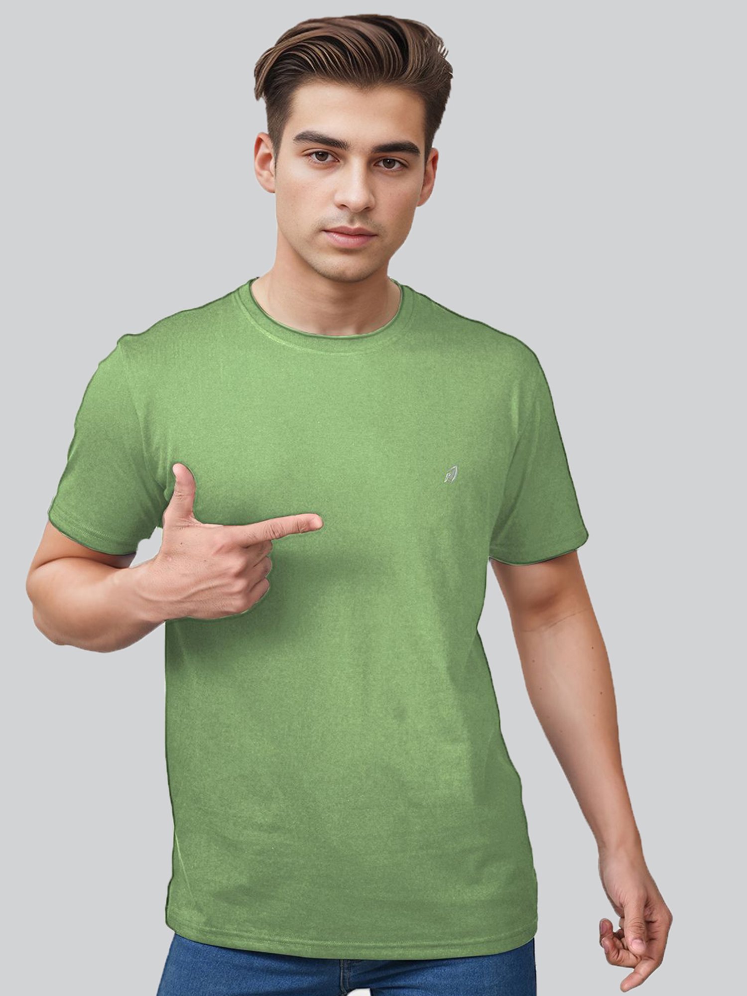Lux Nitro Grey & Green Regular Fit T-Shirt