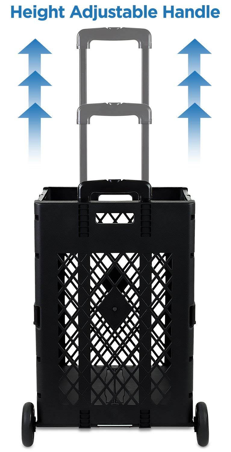 Mount-It! Mesh Rolling Utility Cart | Folding and Collapsible Hand Crate on Wheels | 55 Lbs Capacity