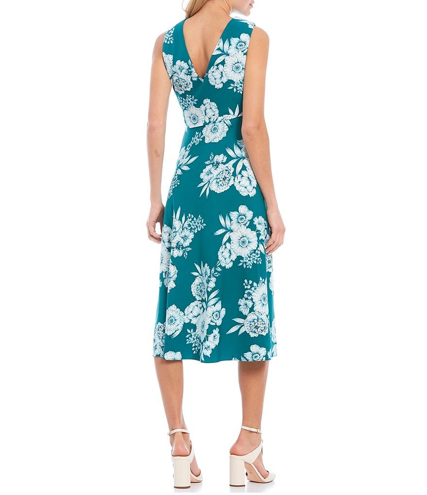 Adrianna Papell Floral A-Line Sleeveless Midi Dress