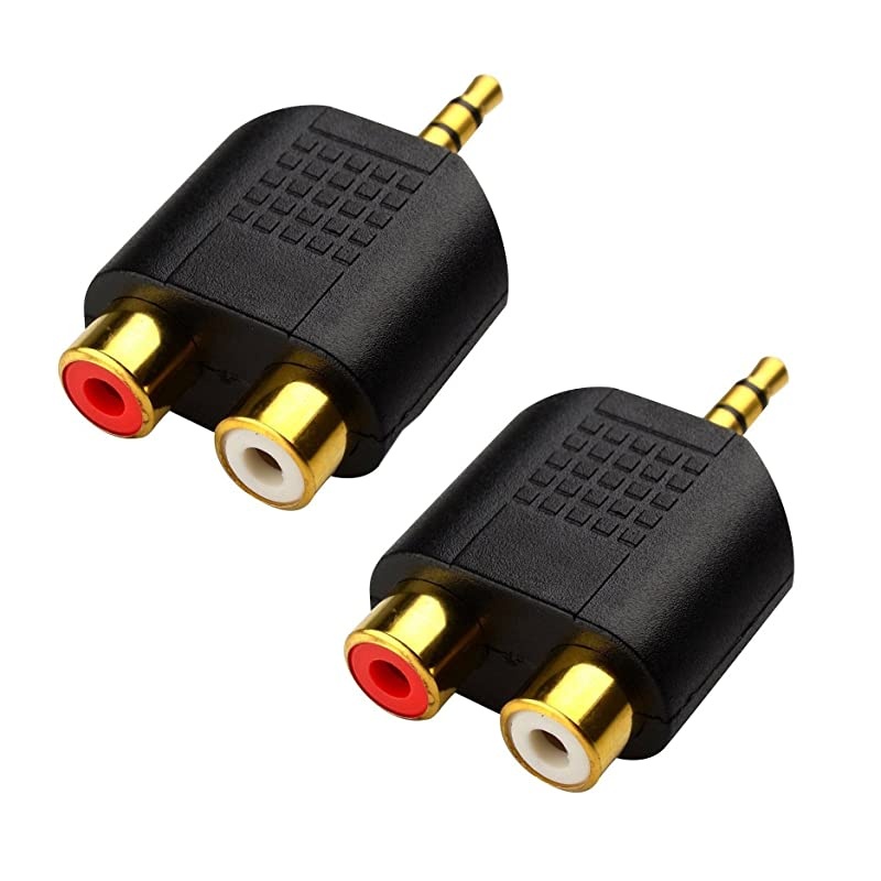 LEMENG 2Pack of Gold Plated 35mm Stereo to 2RCA Male to Female AdapterAudio Splitter Adapter Dual RCA Jack Adapter