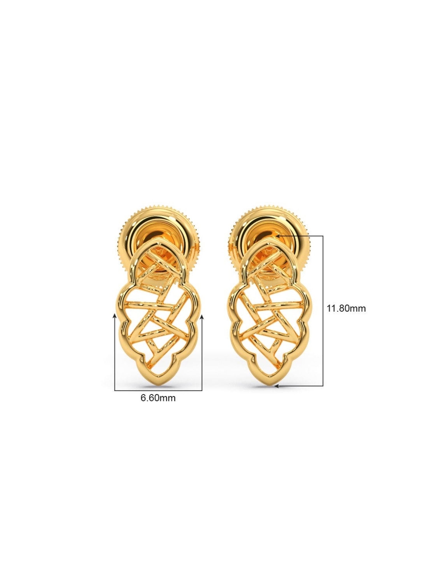 Candere by Kalyan Jewellers Peacock Collection 18k Yellow Gold Stud Earrings for Women