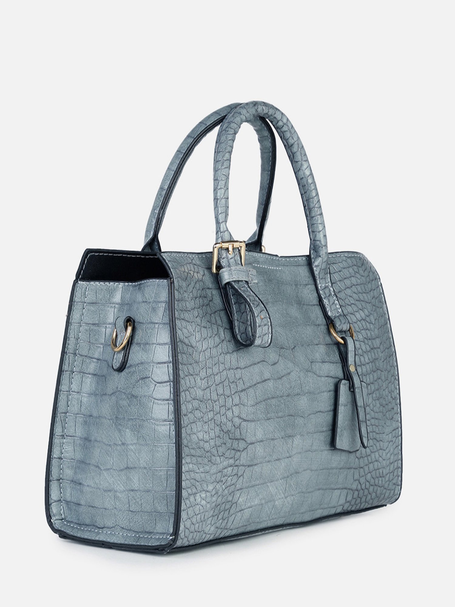 HauteSauce Grey Textured Medium Handheld Handbag