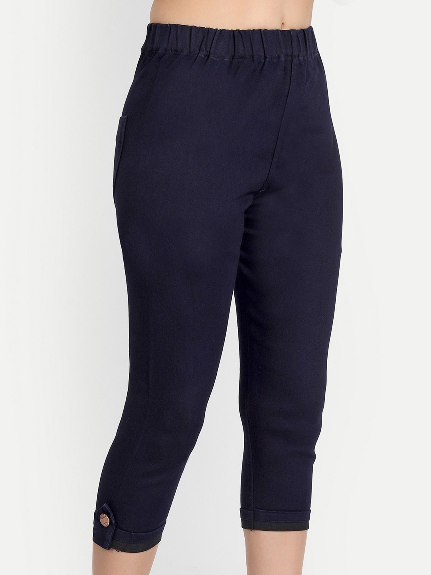 Angelfab Navy Regular Fit Mid Rise Capris