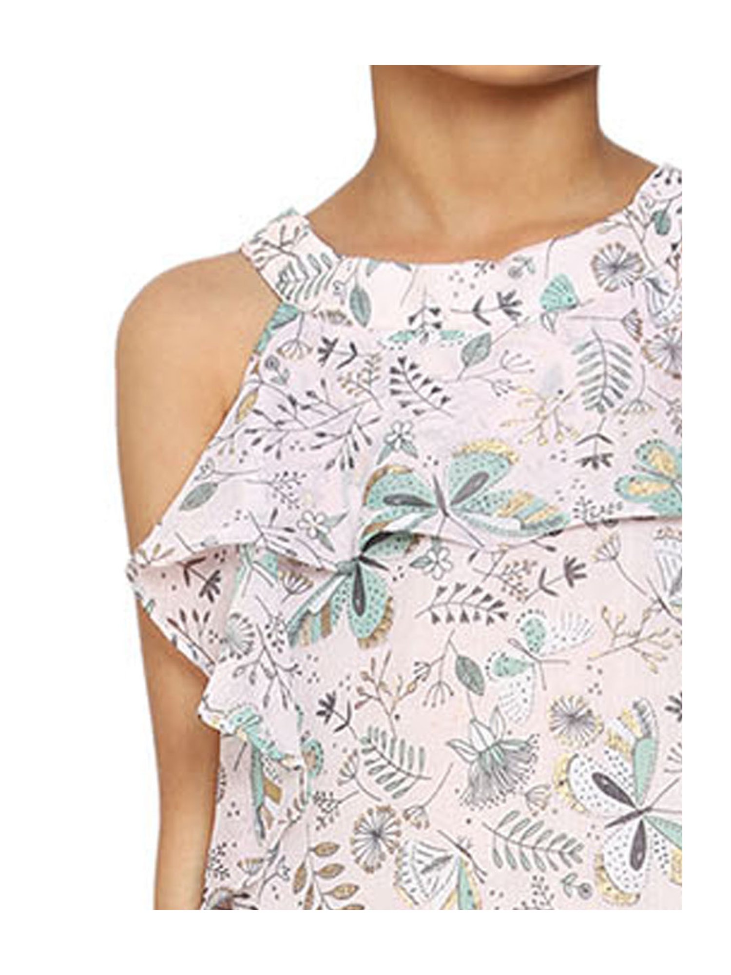 Kiddopanti Kids Light pink Floral Print Dress