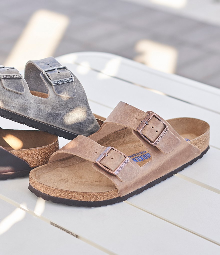 Birkenstock Arizona Men's Oiled Leather Soft Footbed Slip On Sandals