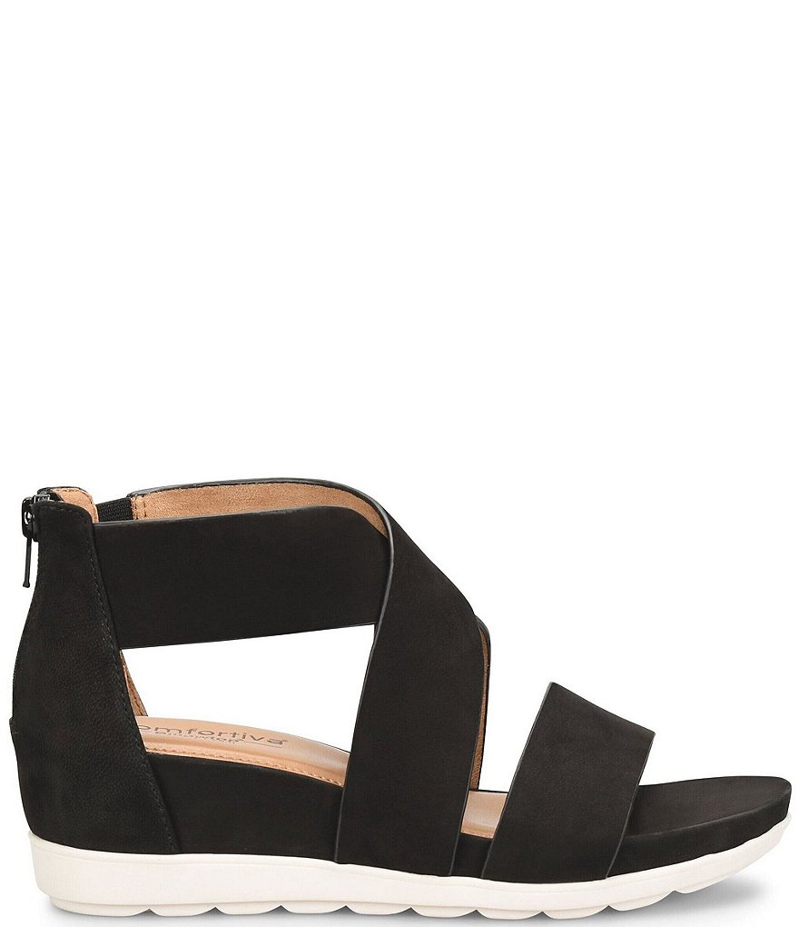 Comfortiva Pacifica Nubuck Criss-Cross Strap Sporty Wedge Sandals