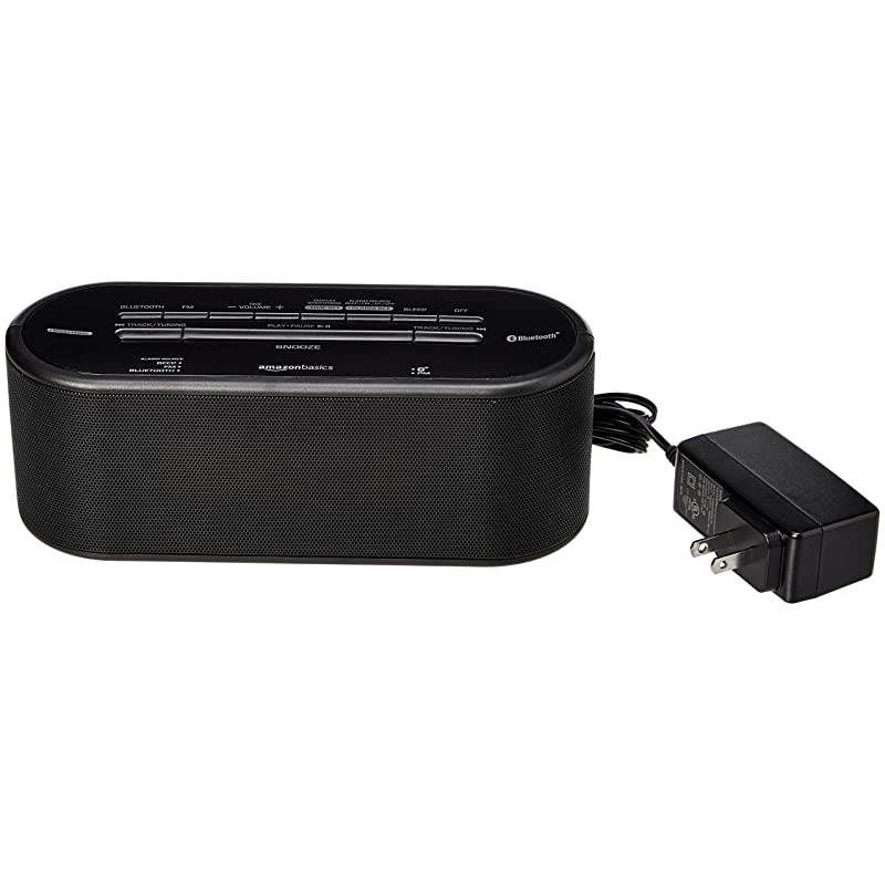 Basics Alarm Clock with FM Radio USB Charging Port and Bluetooth