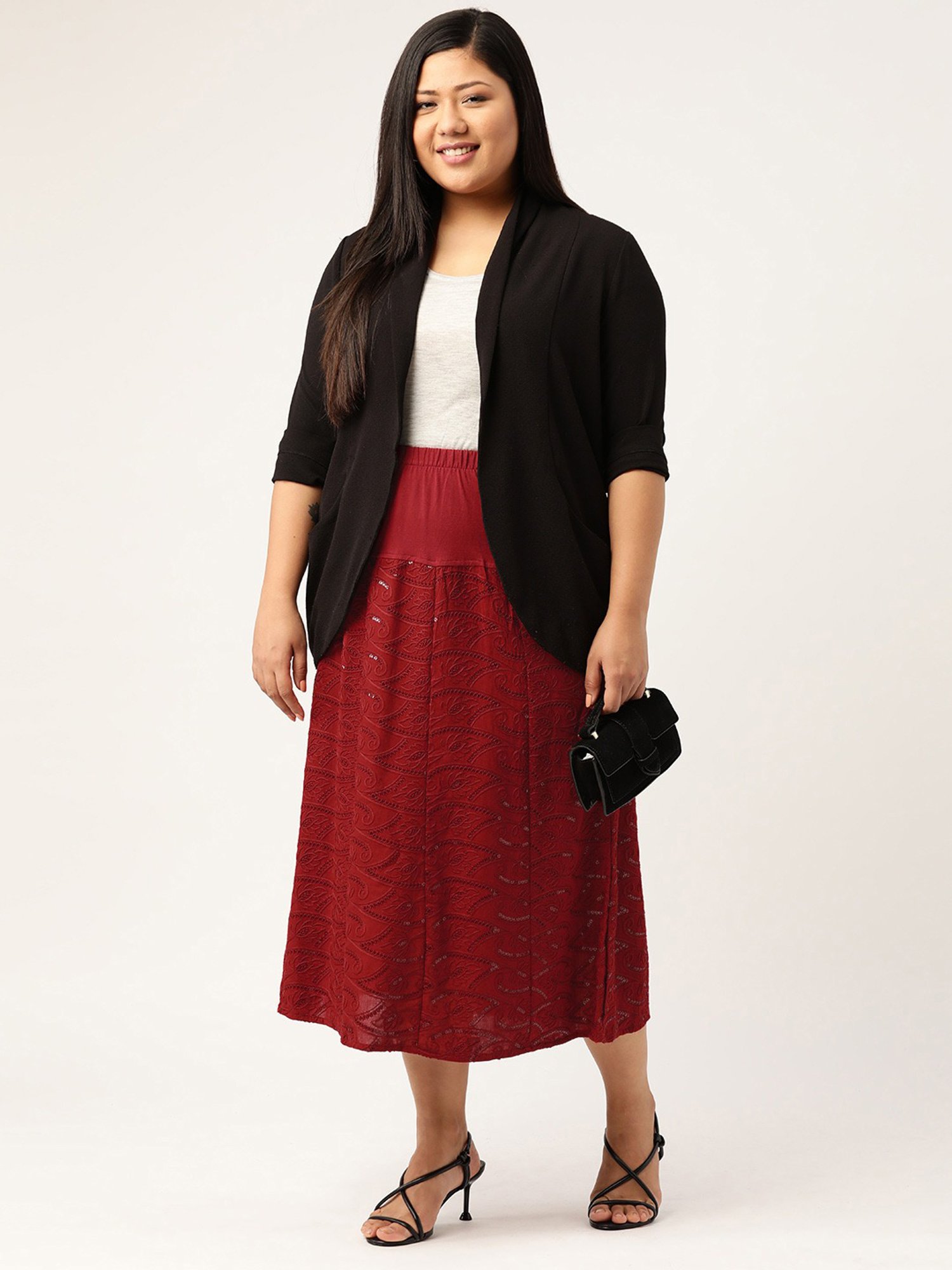 theRebelinme Red Circular Maxi Skirt