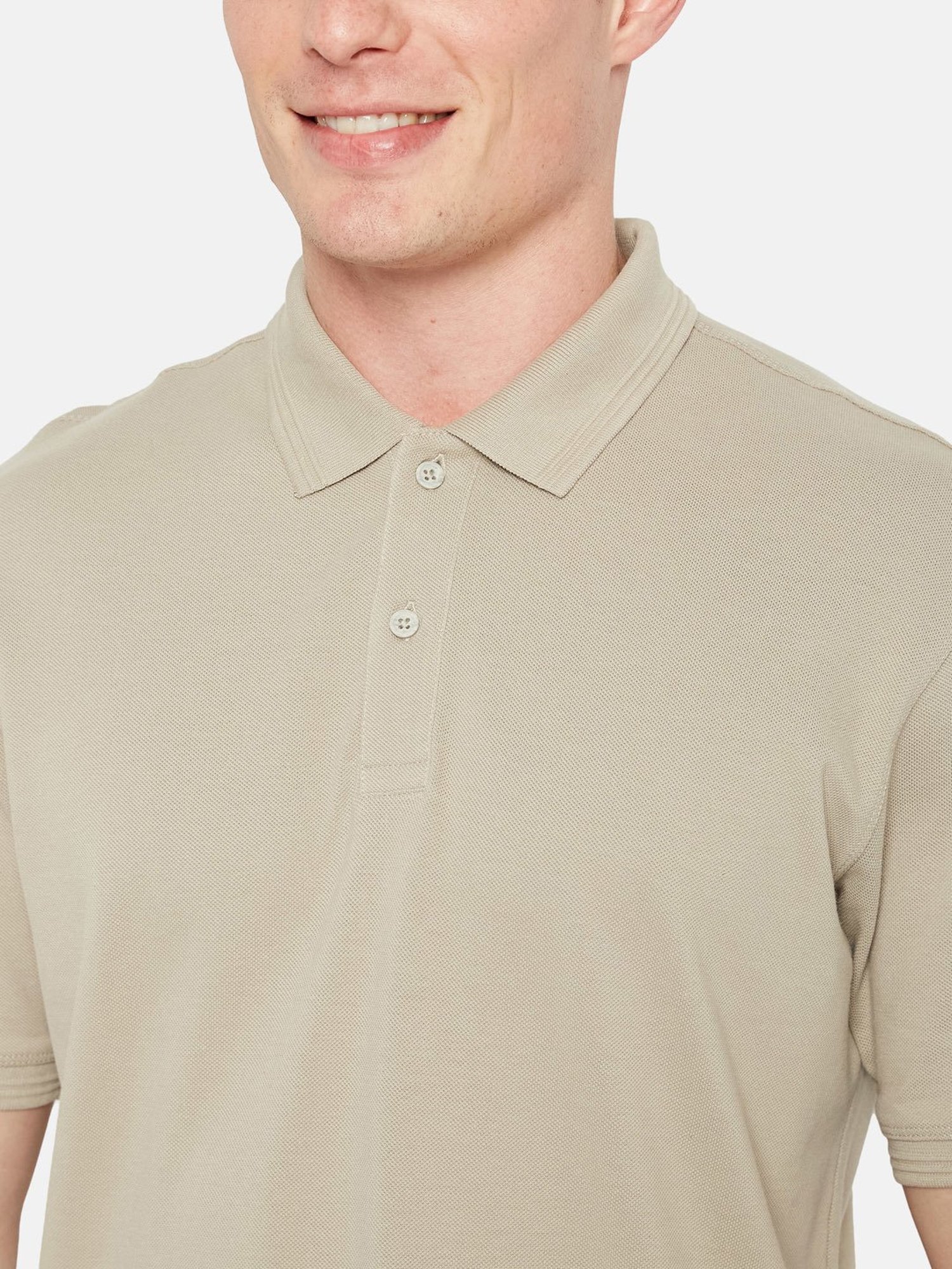 Octave Stone Beige Regular Fit Polo T-Shirt