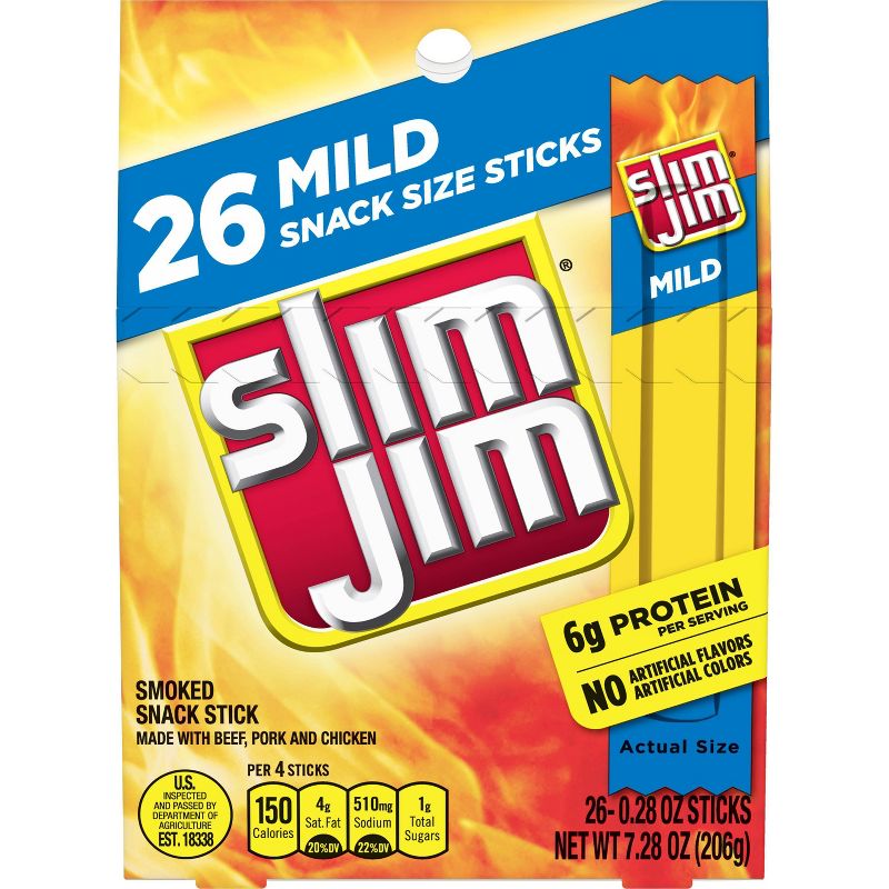 Slim Jim Plain Meat Sticks - 7.28oz
