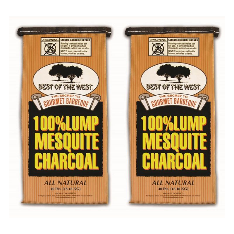 Best of the West Premium Mesquite Natural Hardwood Lump BBQ Grill Smoker Charcoal Briquettes, 40 Pounds (2 Pack)
