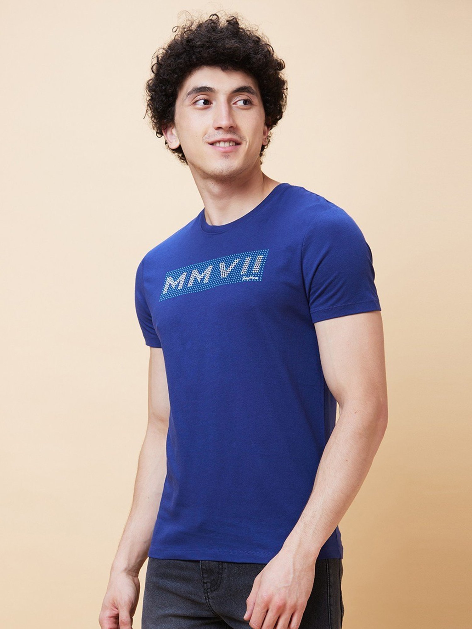 Being Human Navy Regular Fit Printed T-Shirt