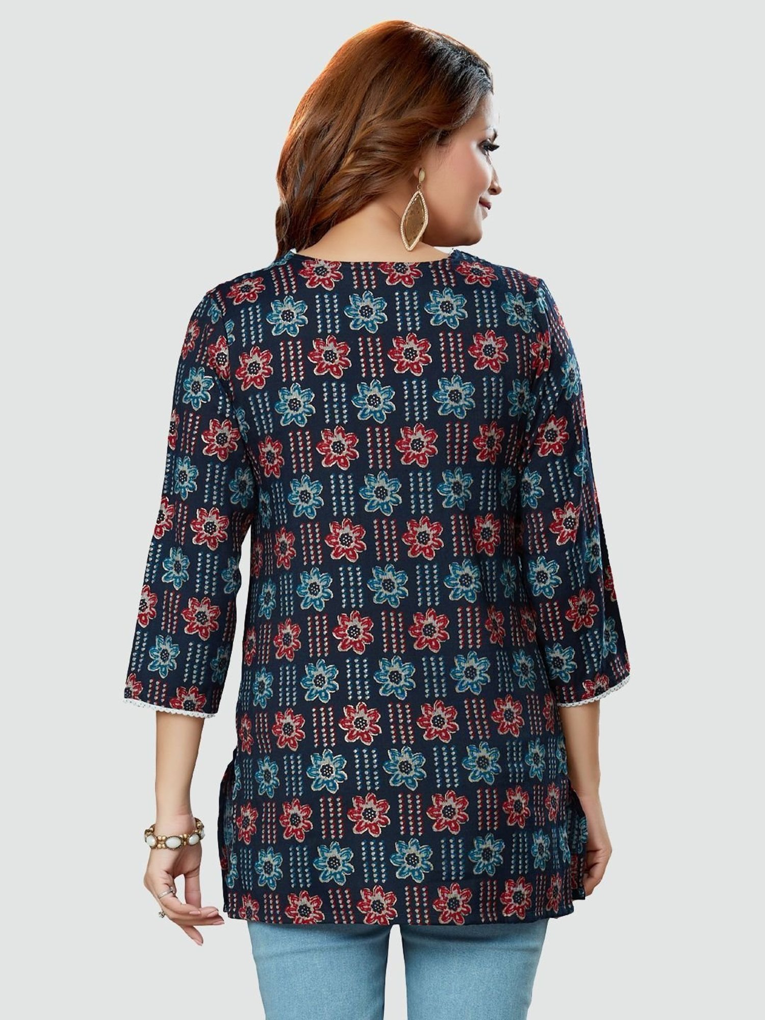 Saree Swarg Navy Printed Tunic