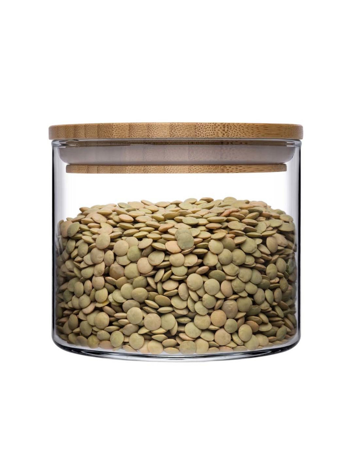 Pasabahce Transparent Bamboo Jar With Wooden Lid (0.7 L) - Set of 2