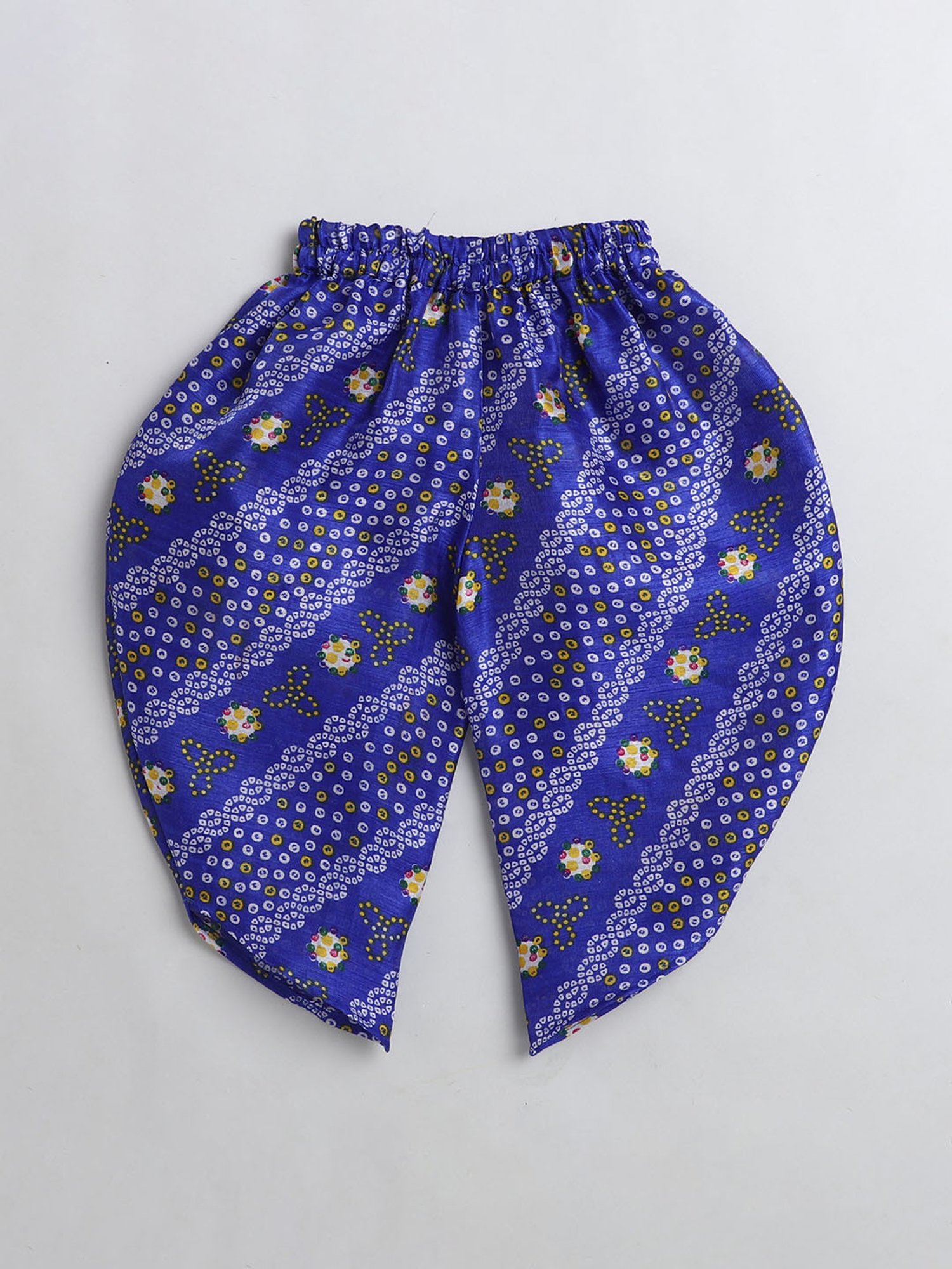 Many Frocks Kids Yellow & Navy Printed Full Sleeves Top with Dhoti