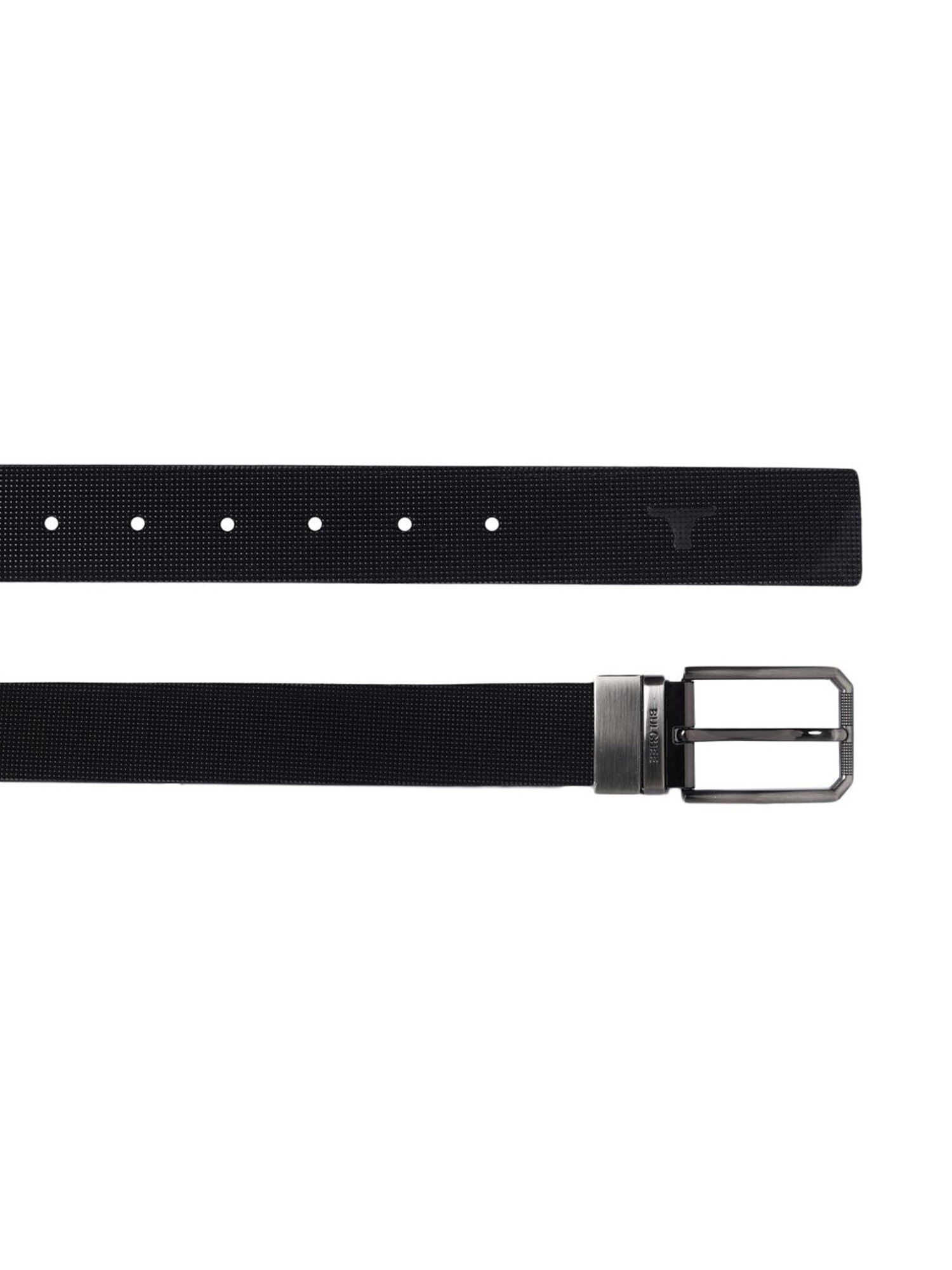 Bulchee Black & Brown Leather Textured Reversible Belt
