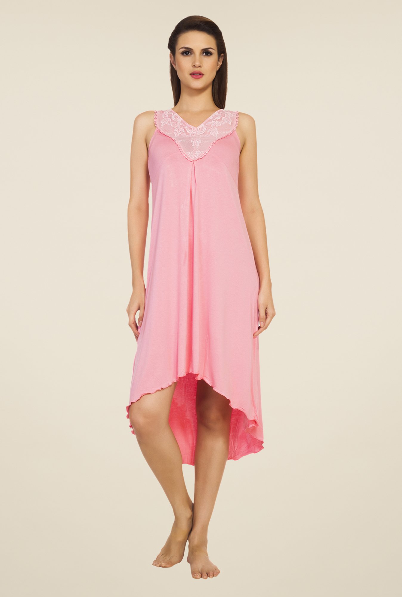Soie Pink Lace Night Gown