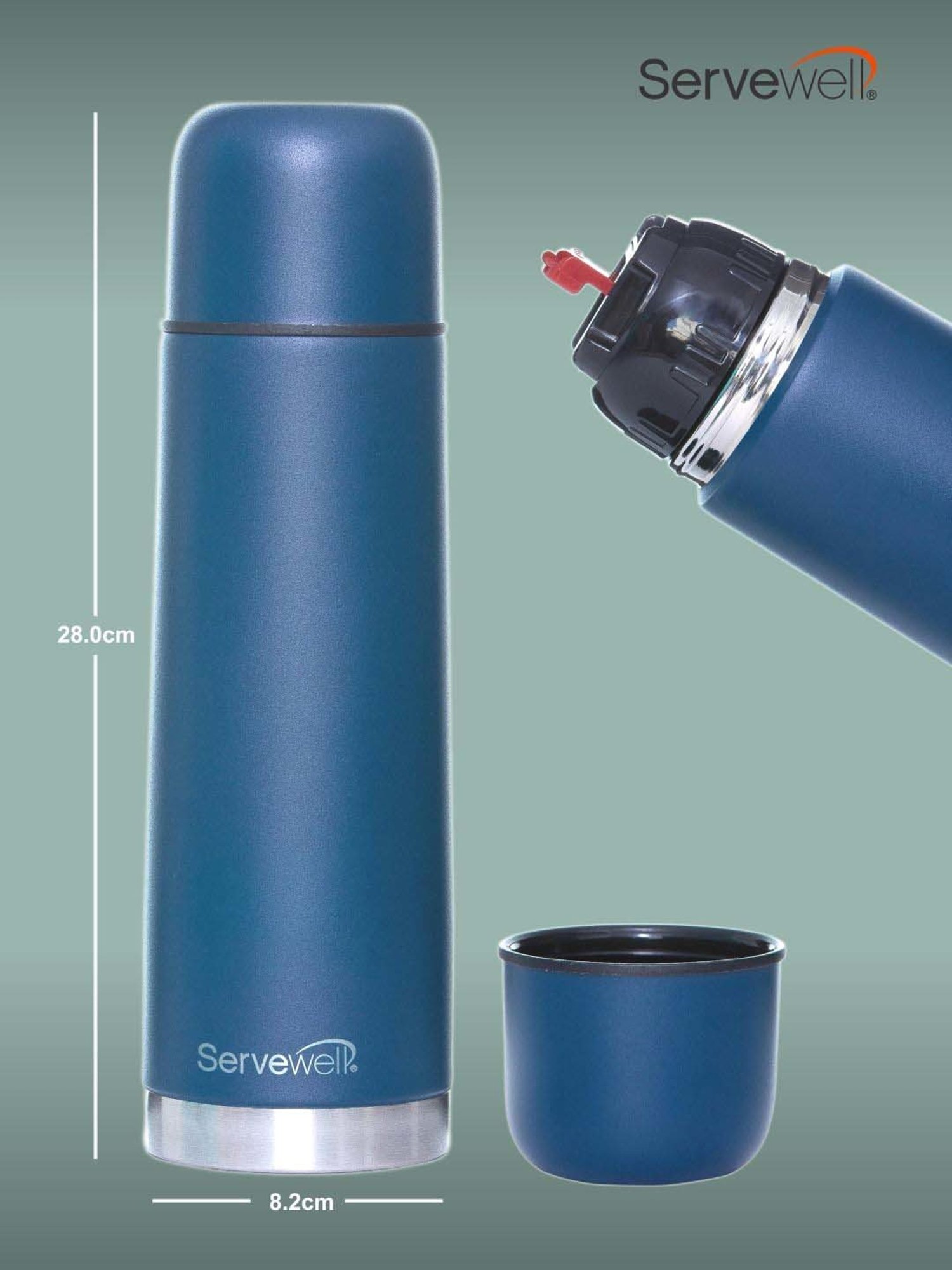 Servewell Navy Blue Steel Graffe - Ss Vacuum Flask (0.75 L)