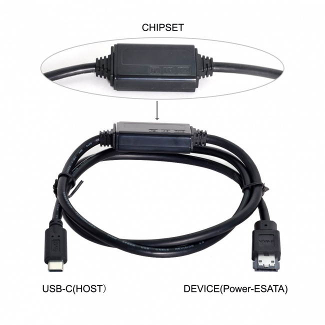 Chenyang USB-C Type-C to Power Over eSATA DC5V Adapter USB3.0 to HDD/SSD/ODD eSATAp Converter