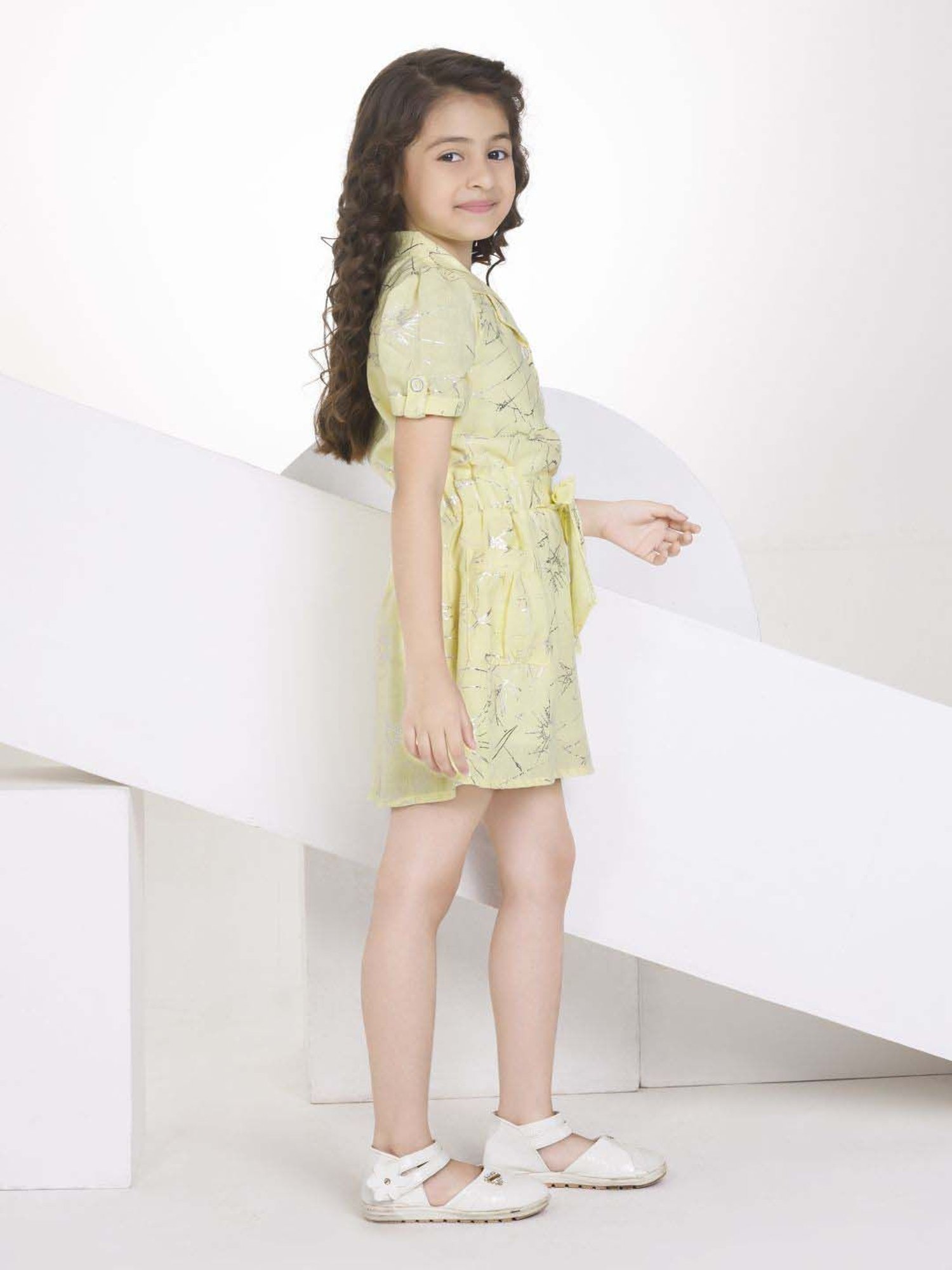 Peppermint Kids Black & White Printed Full Sleeves Dress