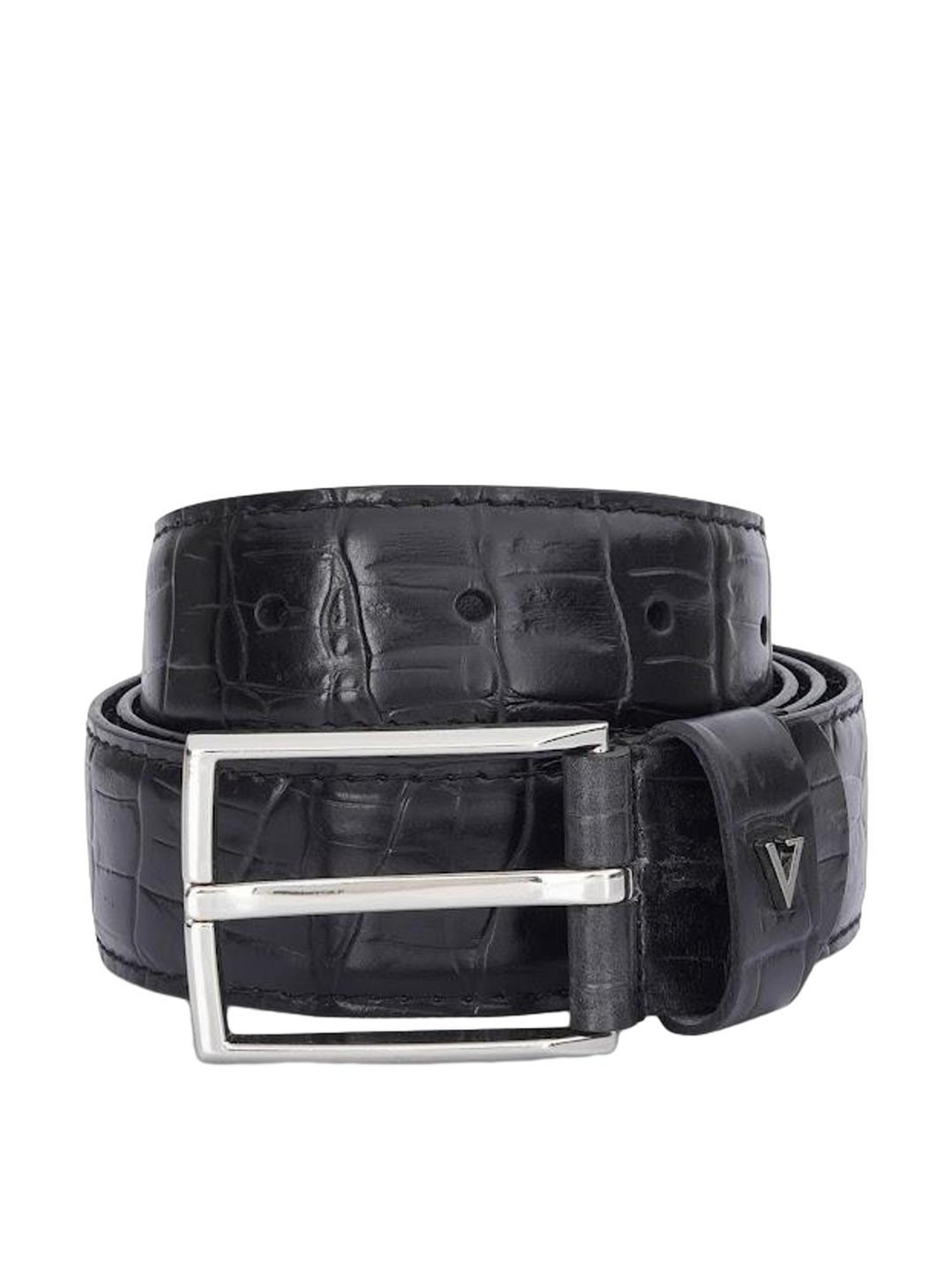 Crusset Black Leather Formal Belt for Men