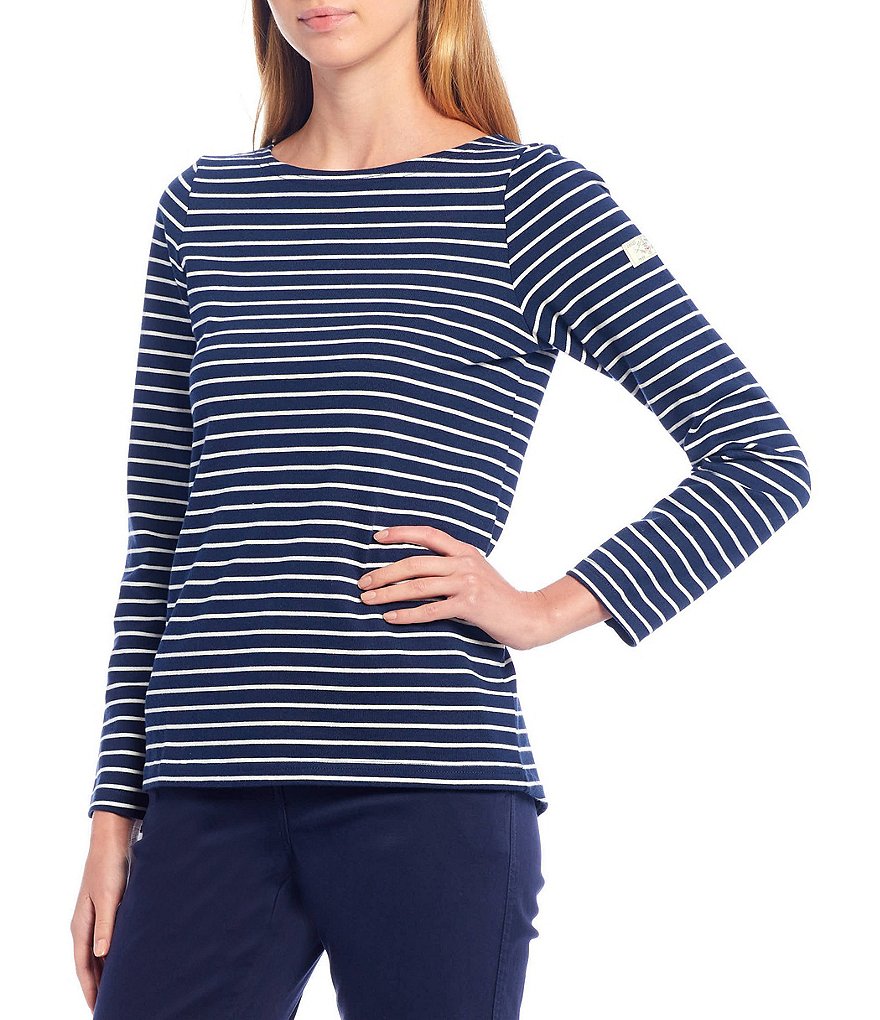 Joules Harbour Stripe Print Knit Jersey Long Sleeve Top