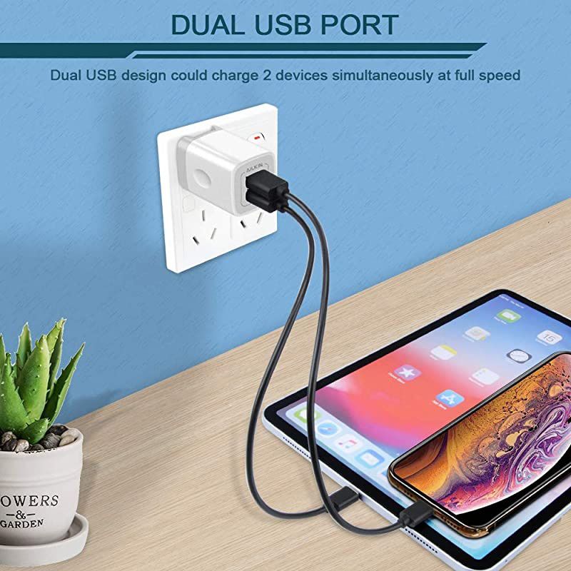 USB Wall Charger Foldable Charger Adapter  2Pack 24Amp Dual Port Quick Charger Plug Cube Replacement for Phone 11Pro MaxXXSXR876S Plus Samsung Galaxy S10S9S8 Edge LG HTC Kindle