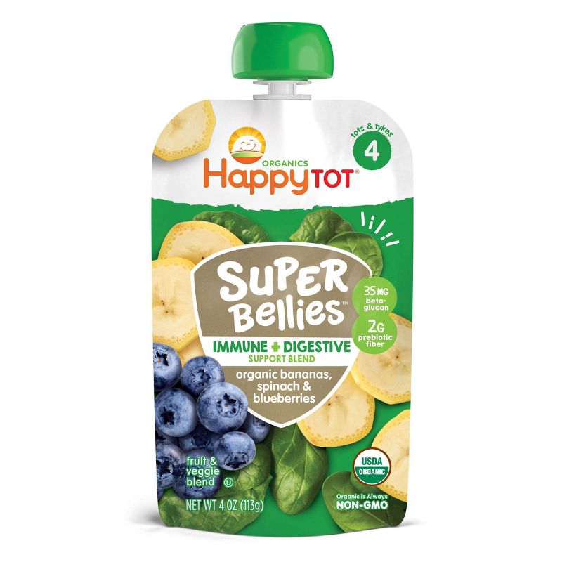 HappyTot Super Bellies Organic Bananas Spinach & Blueberries Baby Food Pouch - 4oz