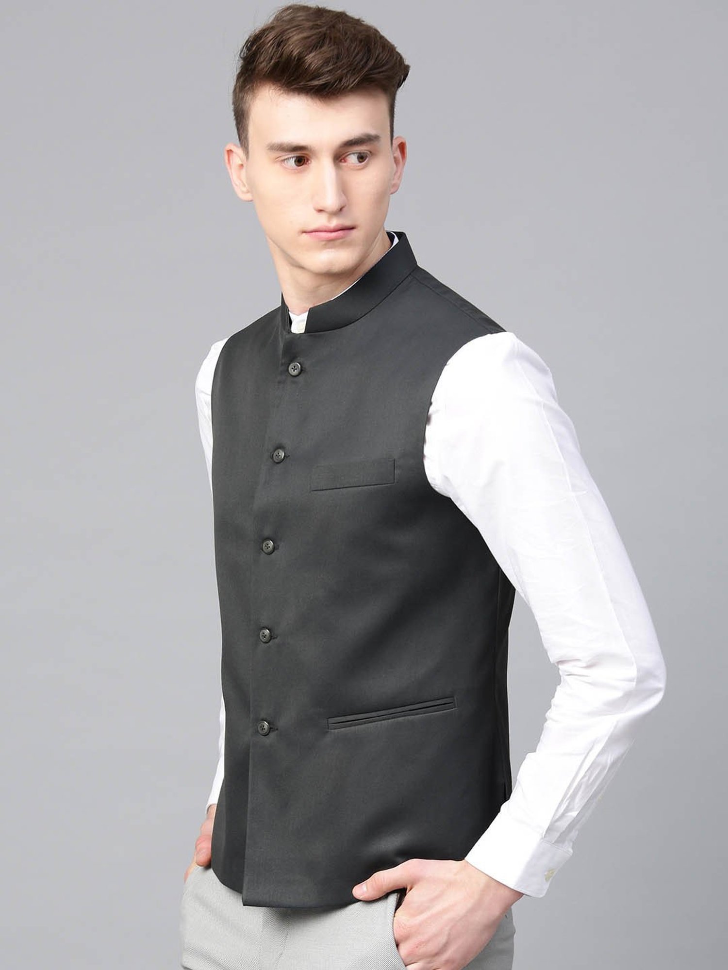 ManQ Dark Grey Sleeveless Waistcoat