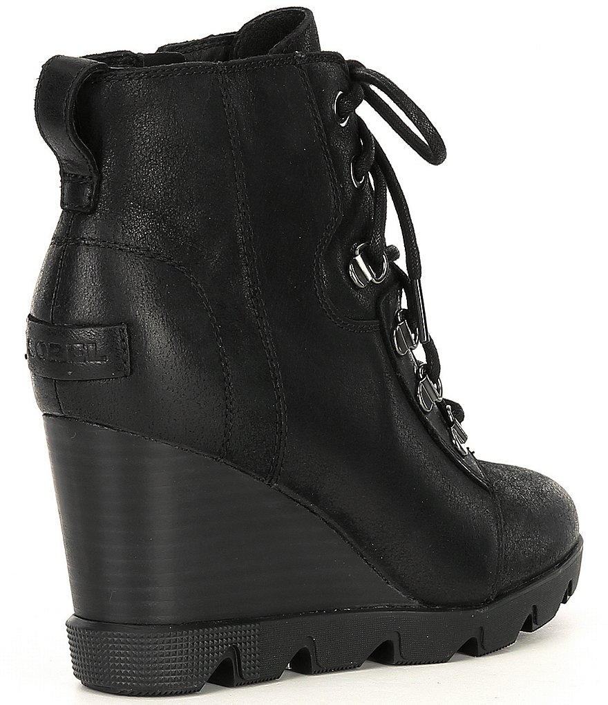 Sorel Joan Uptown Lace Waterproof Leather Wedge Lug Sole Booties