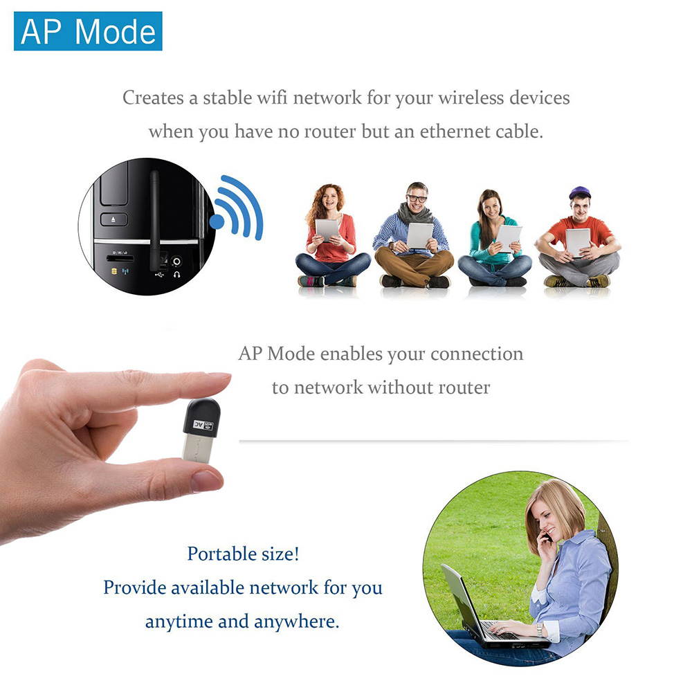 Wavlink AC600 USB Wifi Adapter, 600Mbps Dual Band Wireless Adapter, 802.11ac, High Gain 3dbi Antenna Network Adapter, 2.4G/150Mbps + 5G/433Mbps For PC, Windows XP/Vista/7/8/8.1/10 (32/64bits) MAC OS
